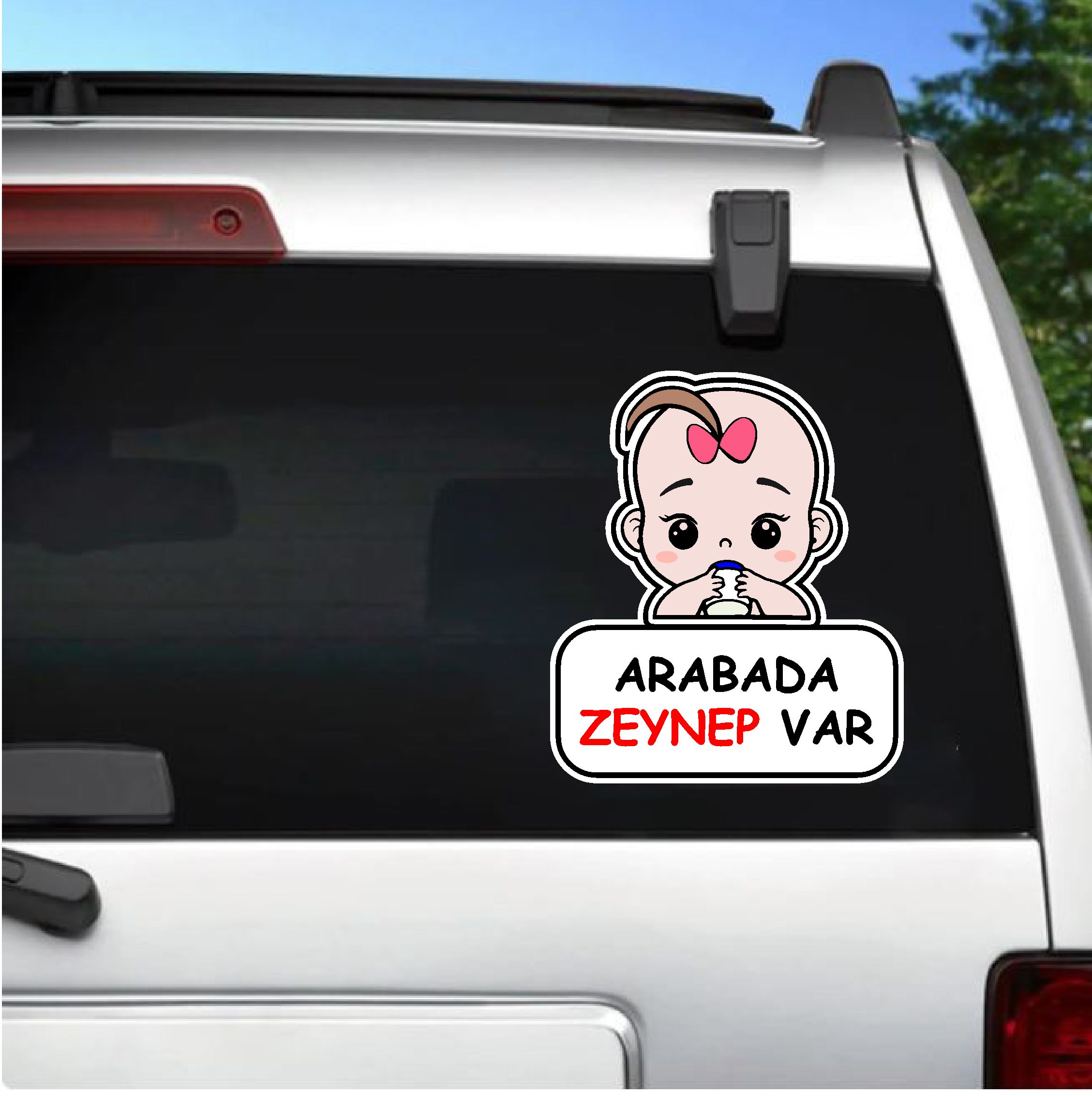 Ki̇şi̇ye Özel Arabada Bebek Var Sti̇cker - Araba Oto Araç Cam Sti̇cker - 00308 15X13 Cm 