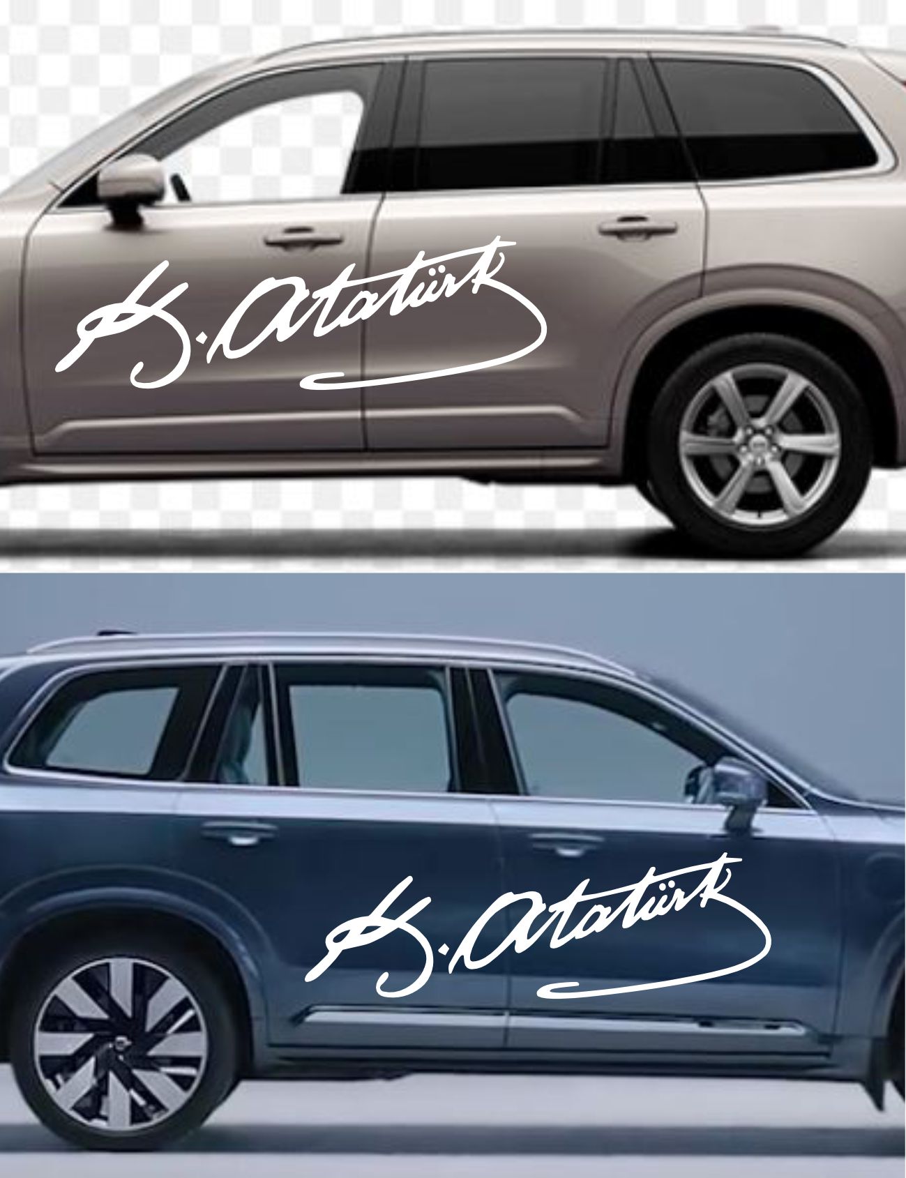 Atatürk Imza Sti̇cker - 2 Adet Mustafa Kemal Atatürk Imza Araba Oto Motosi̇klet Karavan Sti̇cker 00016 50X15 Cm 