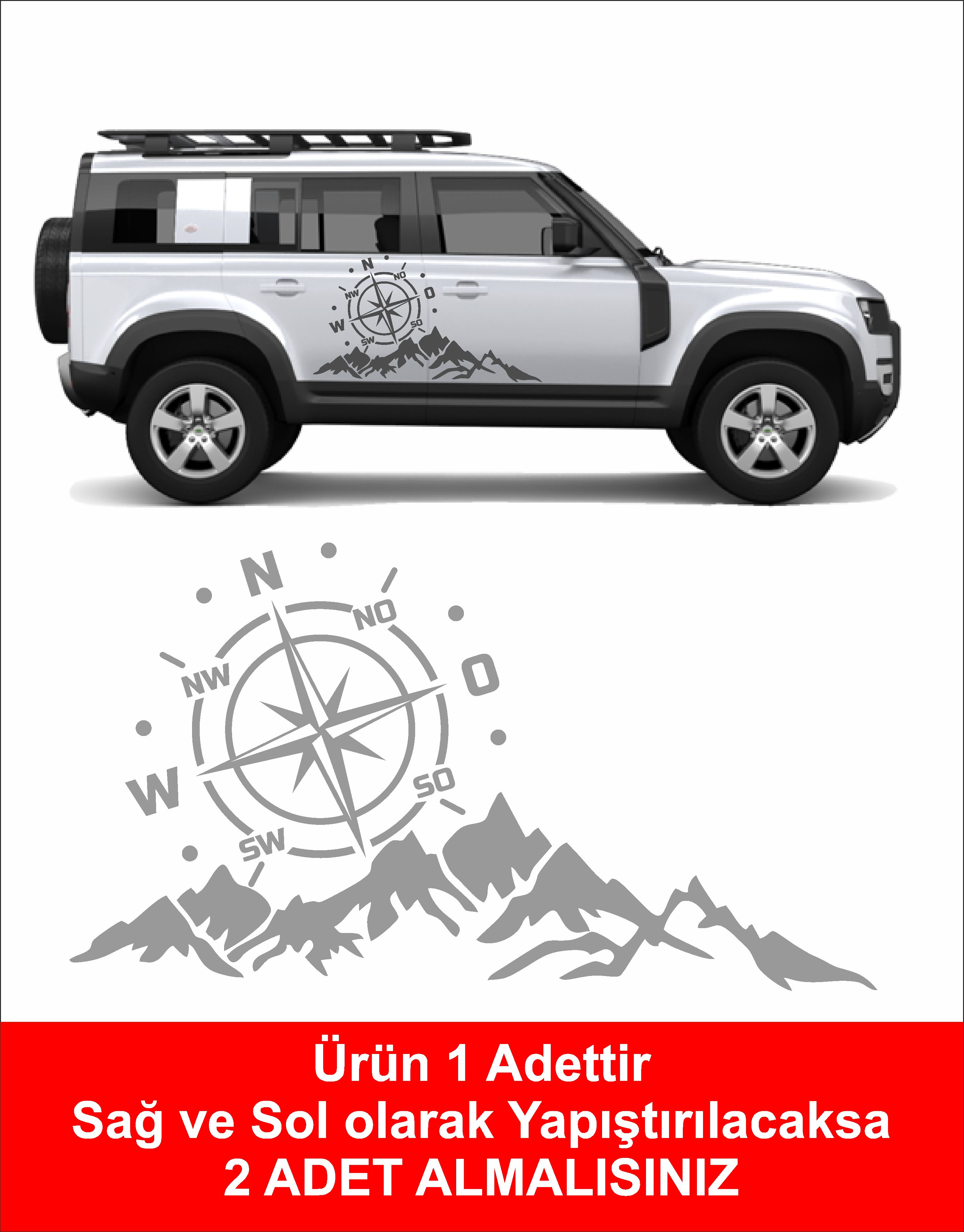 Dağ Ve Pusula Sti̇cker - 4X4, Offroad, Kamp Sti̇cker - Araba Oto Motosi̇klet Karavan Cam Sti̇cker - 02171 15 Cm 