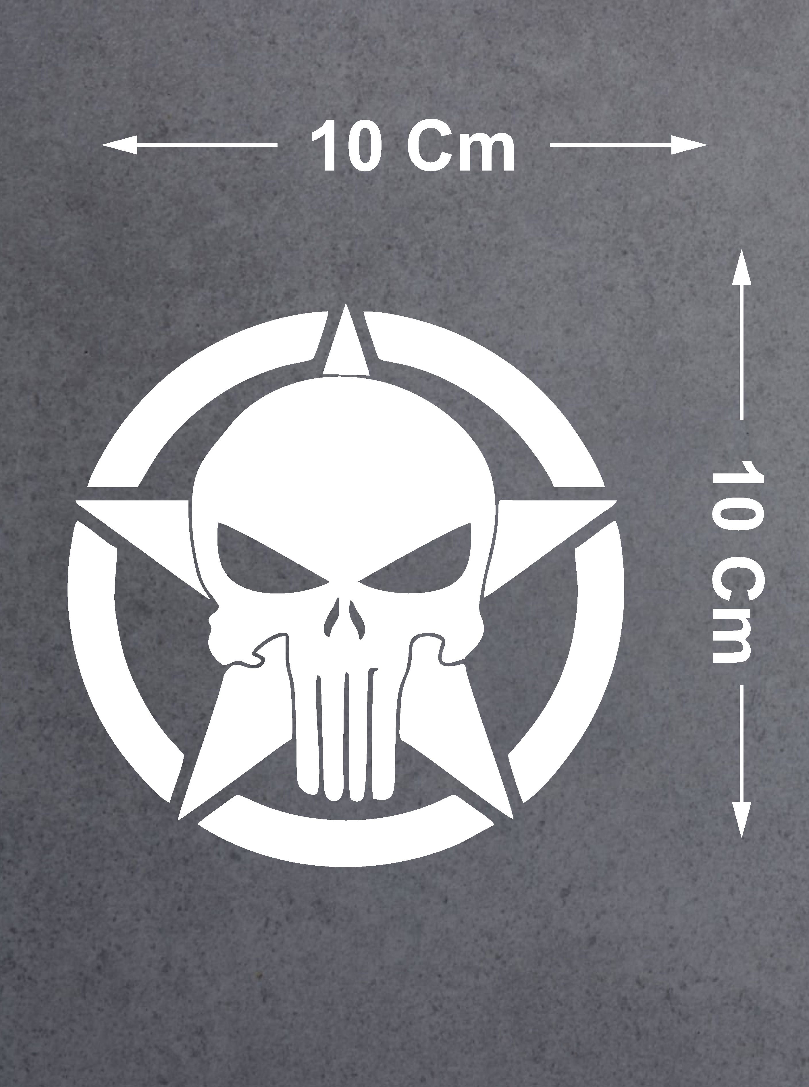 Punisher İnfazcı Kurukafa Yıldız Sticker - Araba Oto Motosiklet Cam Sticker - 00063 10X10 Cm 