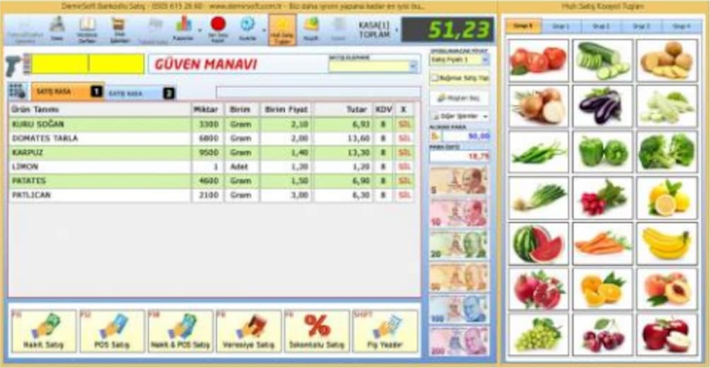 Demirsoft Market Mağaza Manav Terazi Pos Sistemi Dokunmatik Ekran