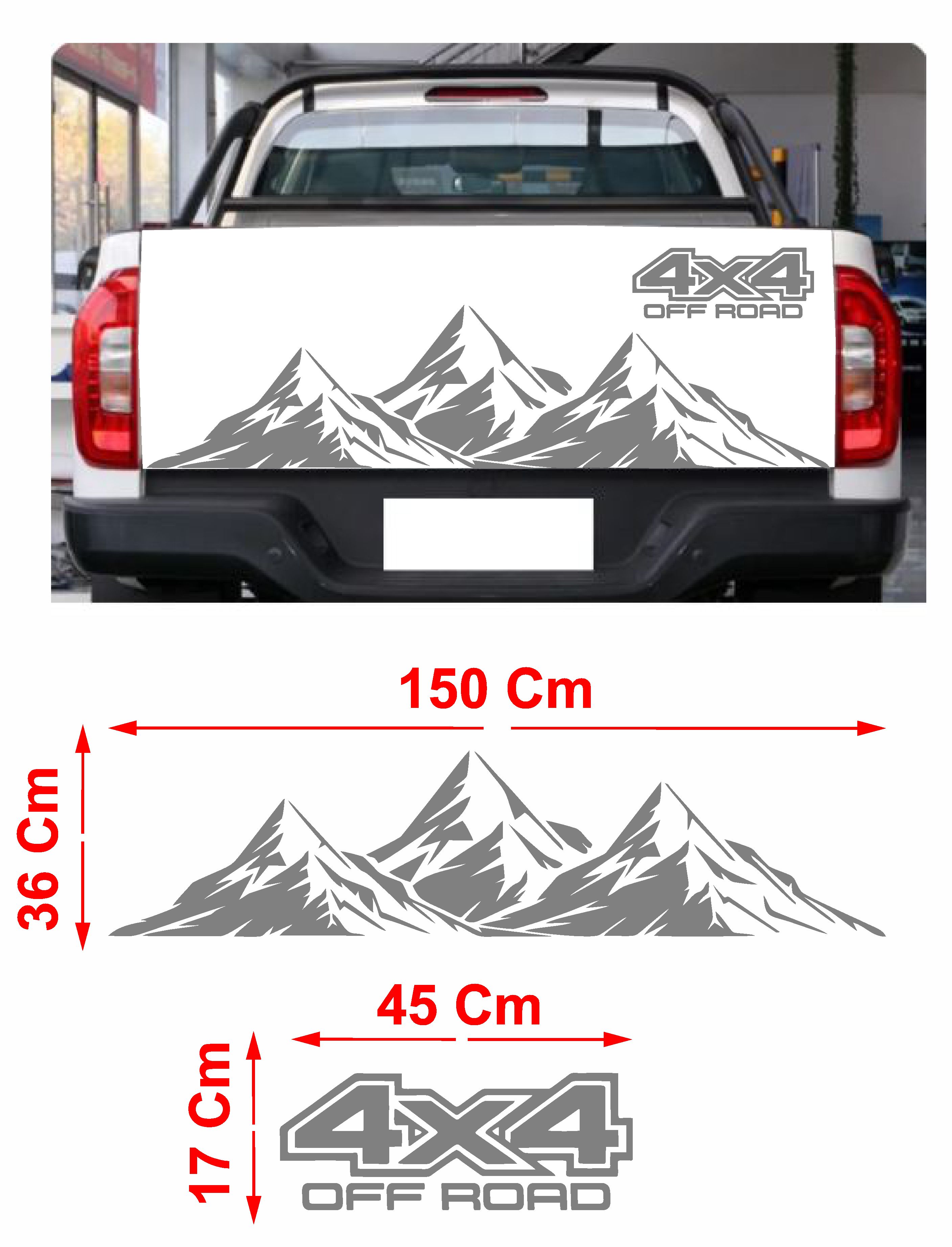 4X4 Ve Dağ Sti̇cker - Off Road 4X4 Dağ Araba Oto Kamyonet Araba Cam Arka Bagaj Oto Sti̇cker - 00124 150X36Cm 45X17Cm 