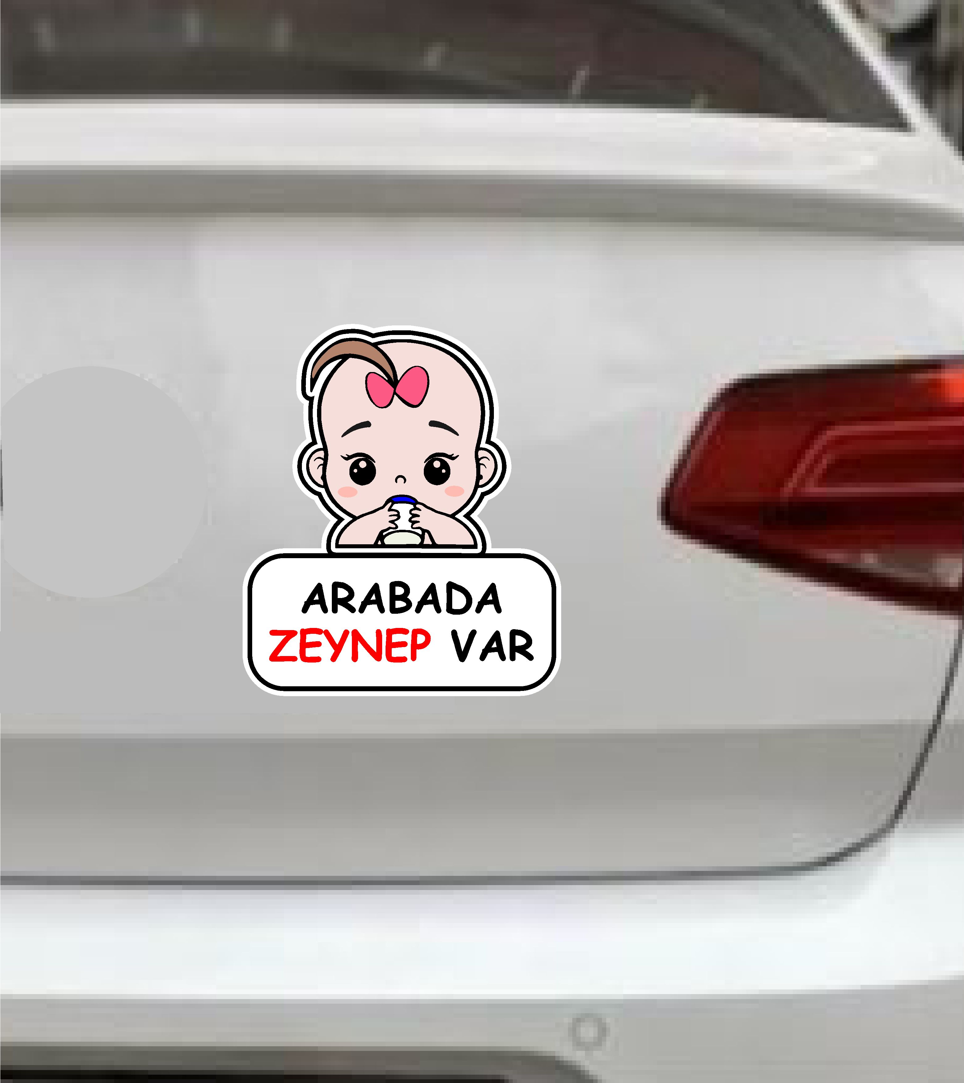 Ki̇şi̇ye Özel Arabada Bebek Var Sti̇cker - Araba Oto Araç Cam Sti̇cker - 00308 15X13 Cm 
