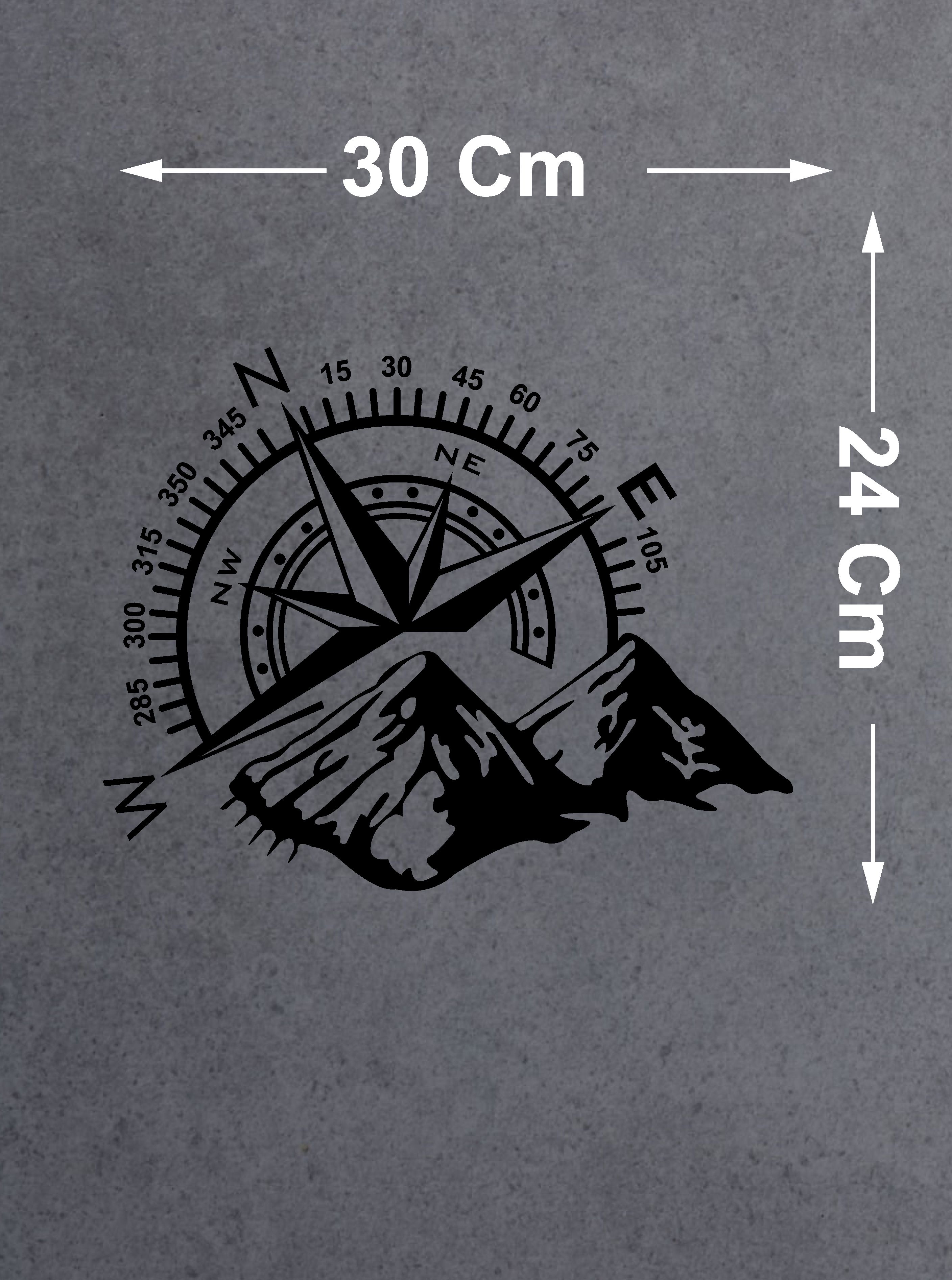 Pusula Ve Dağ Sti̇cker, Off Road Kamp Adventure Kamp Sti̇cker, Araba Oto Karavan Pi̇ckup Sti̇cker 02522 15X12 Cm 