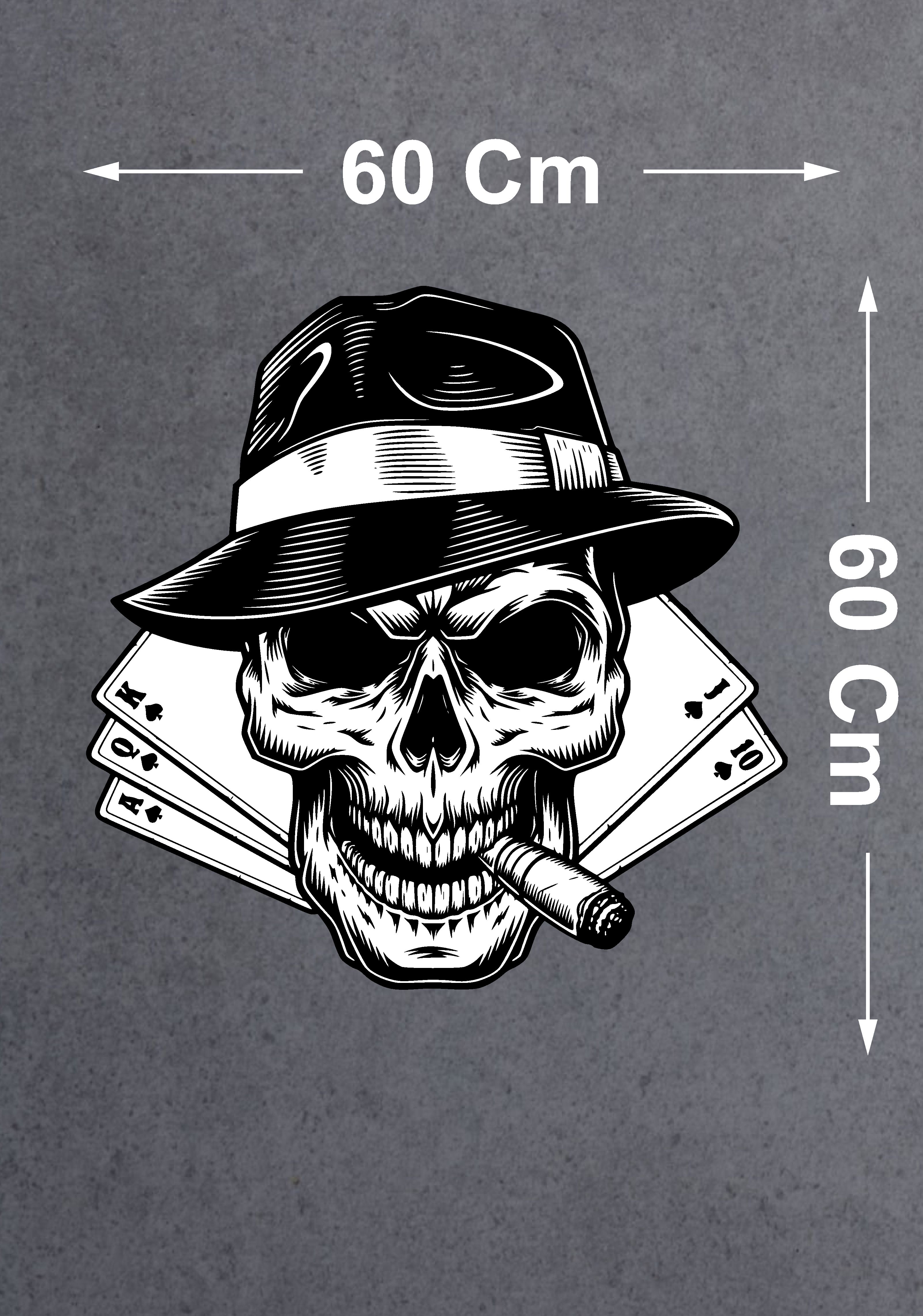Kurukafa Poker Iskambi̇l Kağıdı Skull Sti̇cker - 00332 10X10 Cm 
