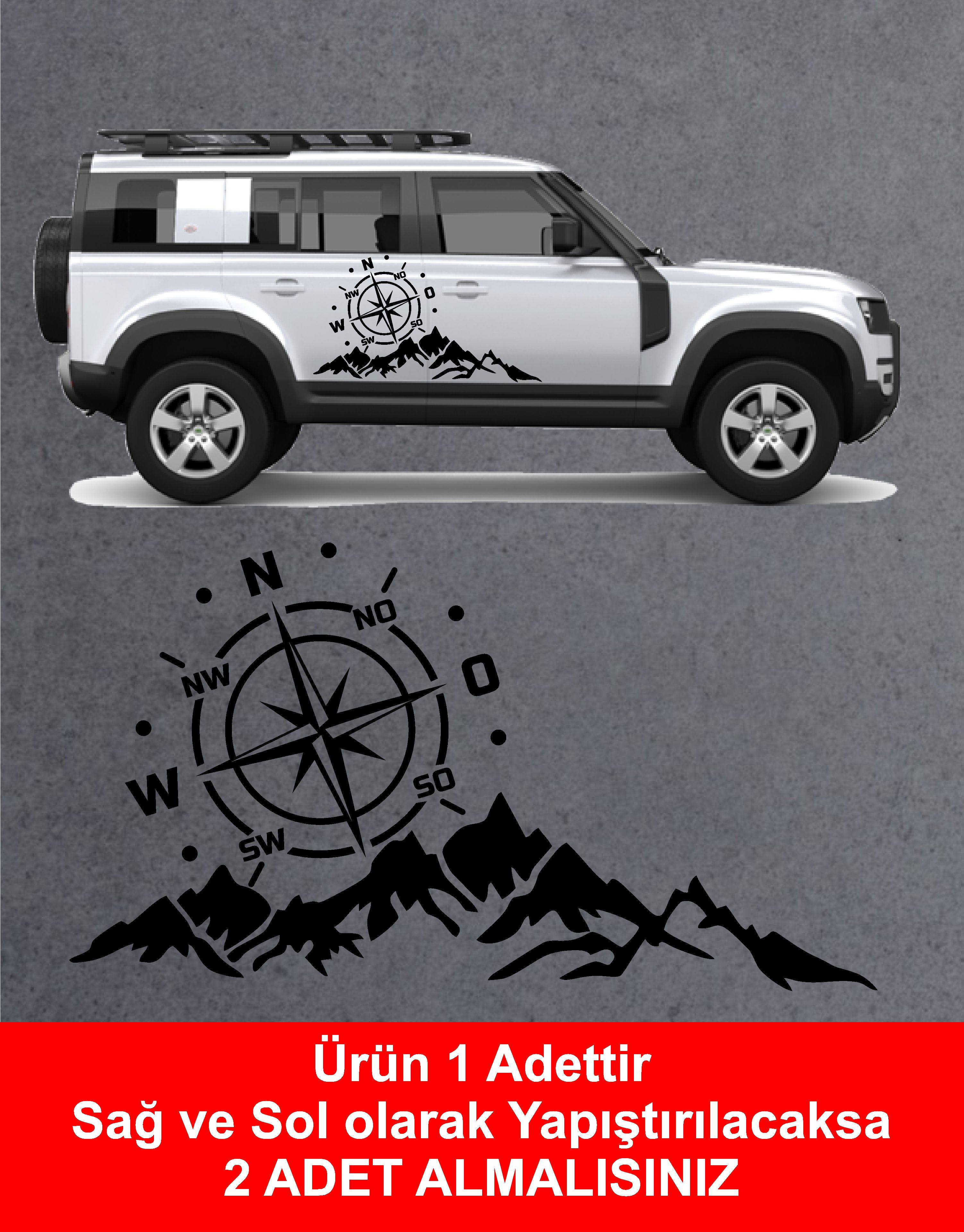 Dağ Ve Pusula Sti̇cker - 4X4, Offroad, Kamp Sti̇cker - Araba Oto Motosi̇klet Karavan Cam Sti̇cker - 02171 15 Cm 