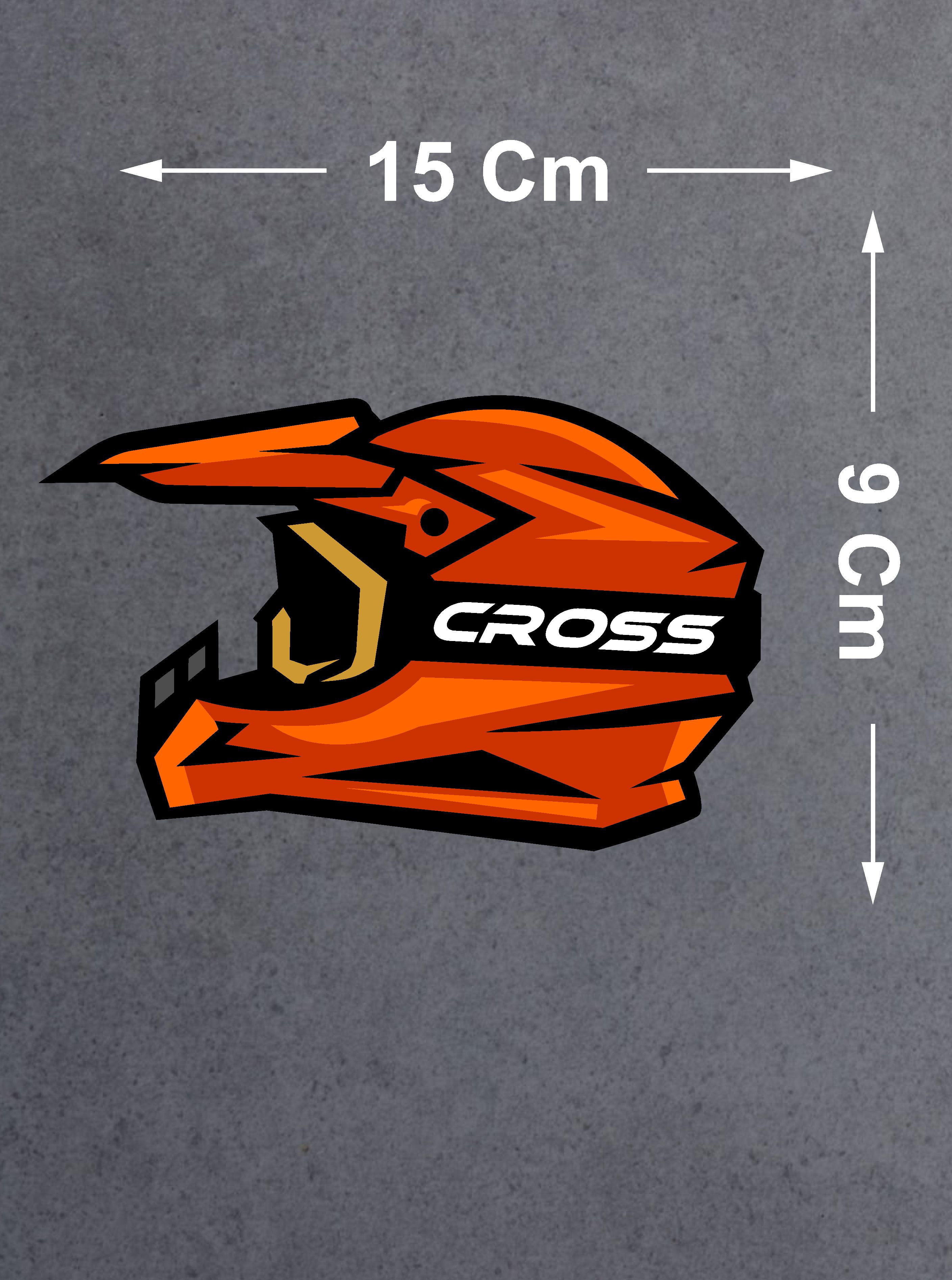 Cross Kask Sti̇cker - Motosi̇klet Cross Motosi̇klet Kask Cam Araba Oto Sti̇cker - 00021 12X8 Cm 