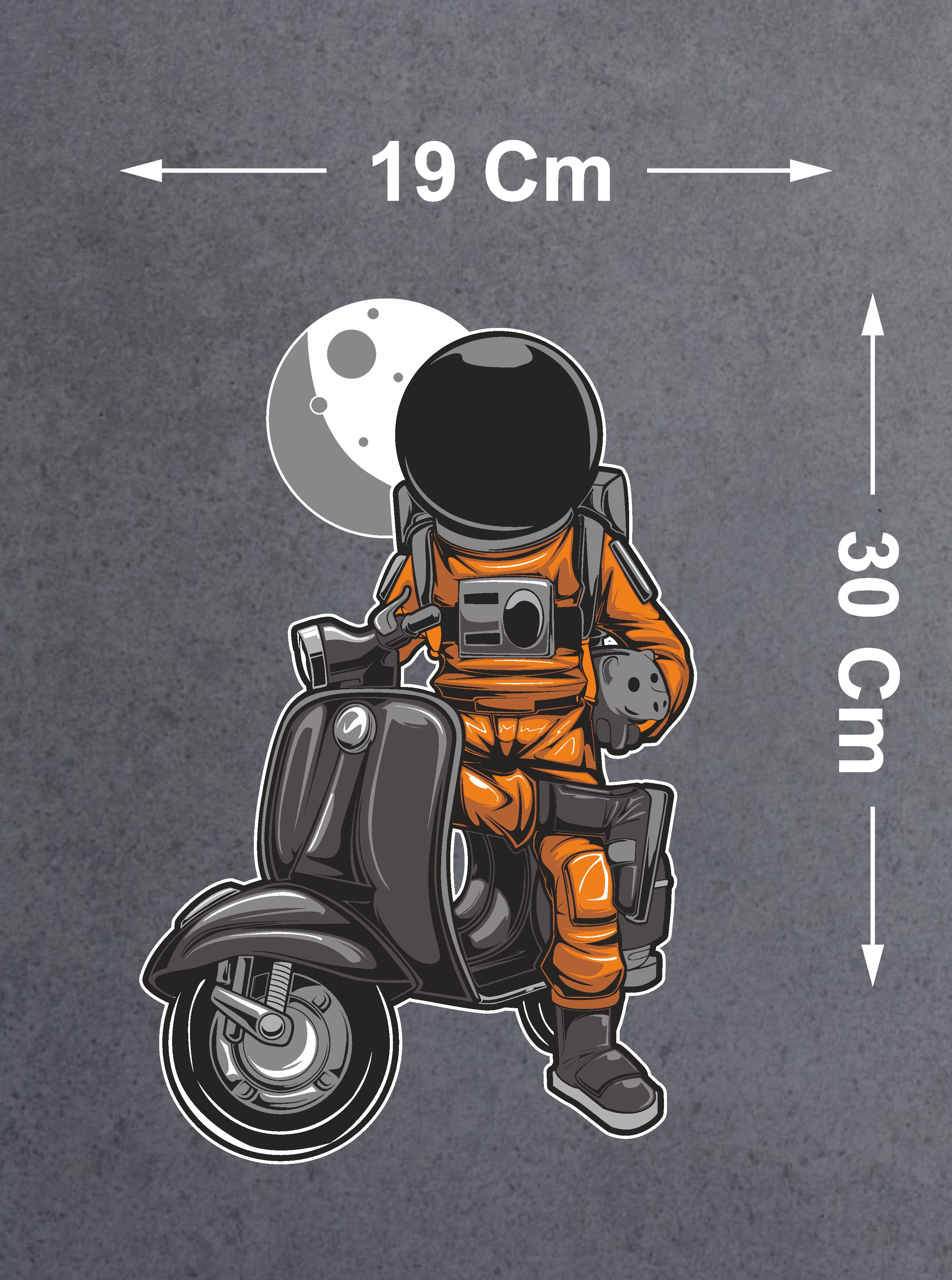 Astronot Uzay Sti̇cker - Araba Oto Motosi̇klet Cam Sti̇cker - 00056 12X8 Cm 