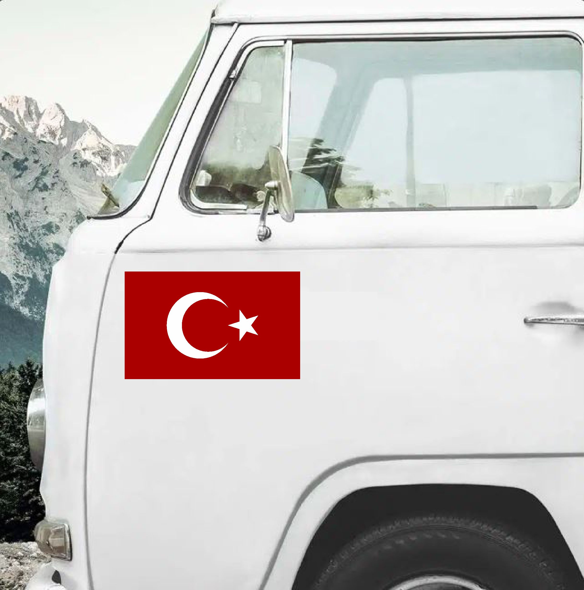 Türk Bayrağı Sticker - 2 Adet Araba Oto Motosiklet Karavan Cam Sticker - 00068 30X18 Cm 