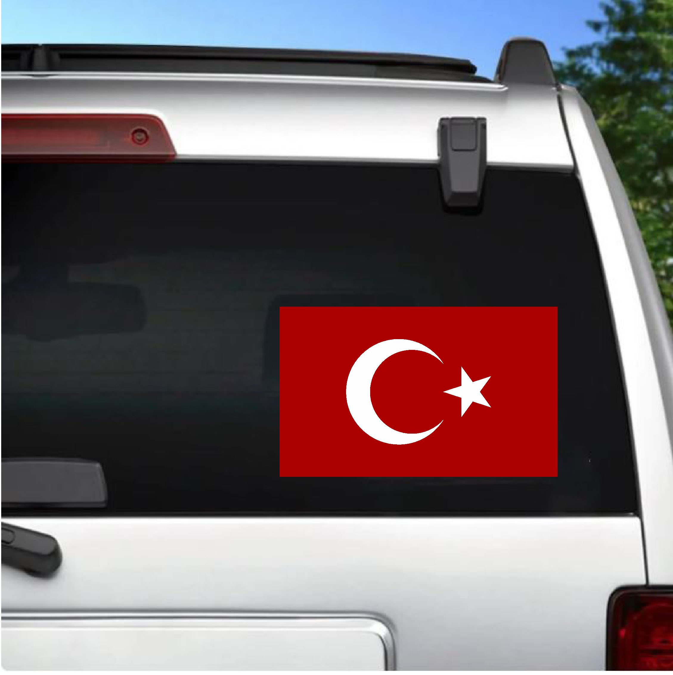 Türk Bayrağı Sticker - 2 Adet Araba Oto Motosiklet Karavan Cam Sticker - 00068 30X18 Cm 