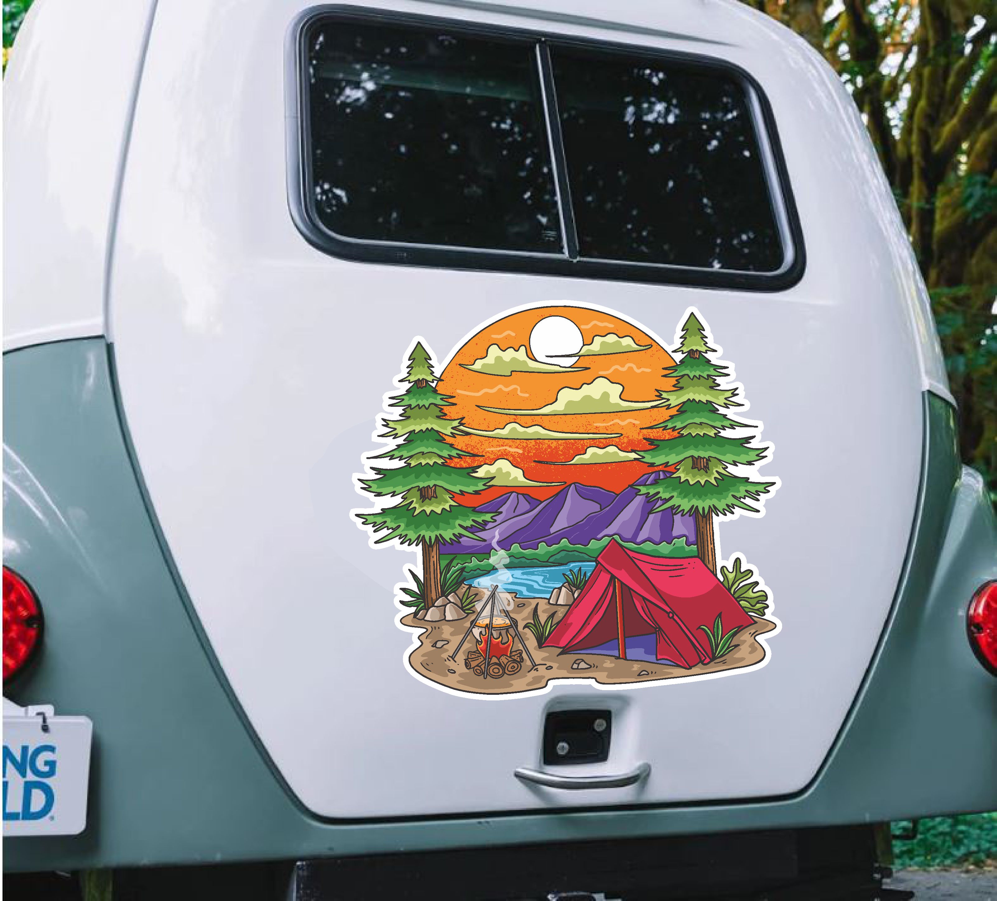 Kamp, Off Road, 4X4, Doğa, Manzara, Adventure Sti̇cker, Araba Karavan Pi̇ckup Arazi̇ Suv 02180 40X37 Cm 