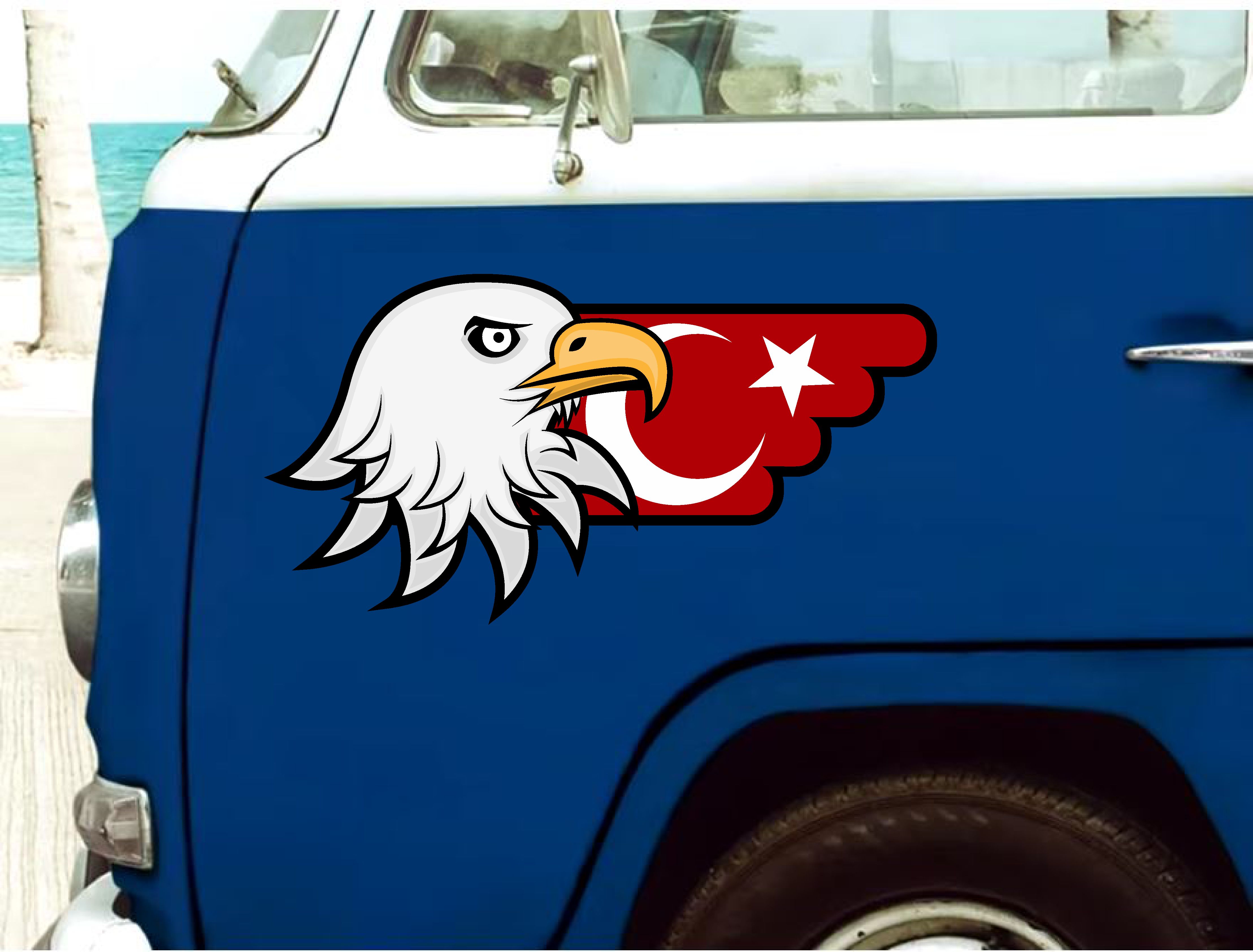 Kartal Ve Türk Bayrağı Sti̇cker - Ay Yıldız Eagle Sti̇cker - Araba Oto Motosi̇klet Karavan Sti̇cker 00727 10X5 Cm 
