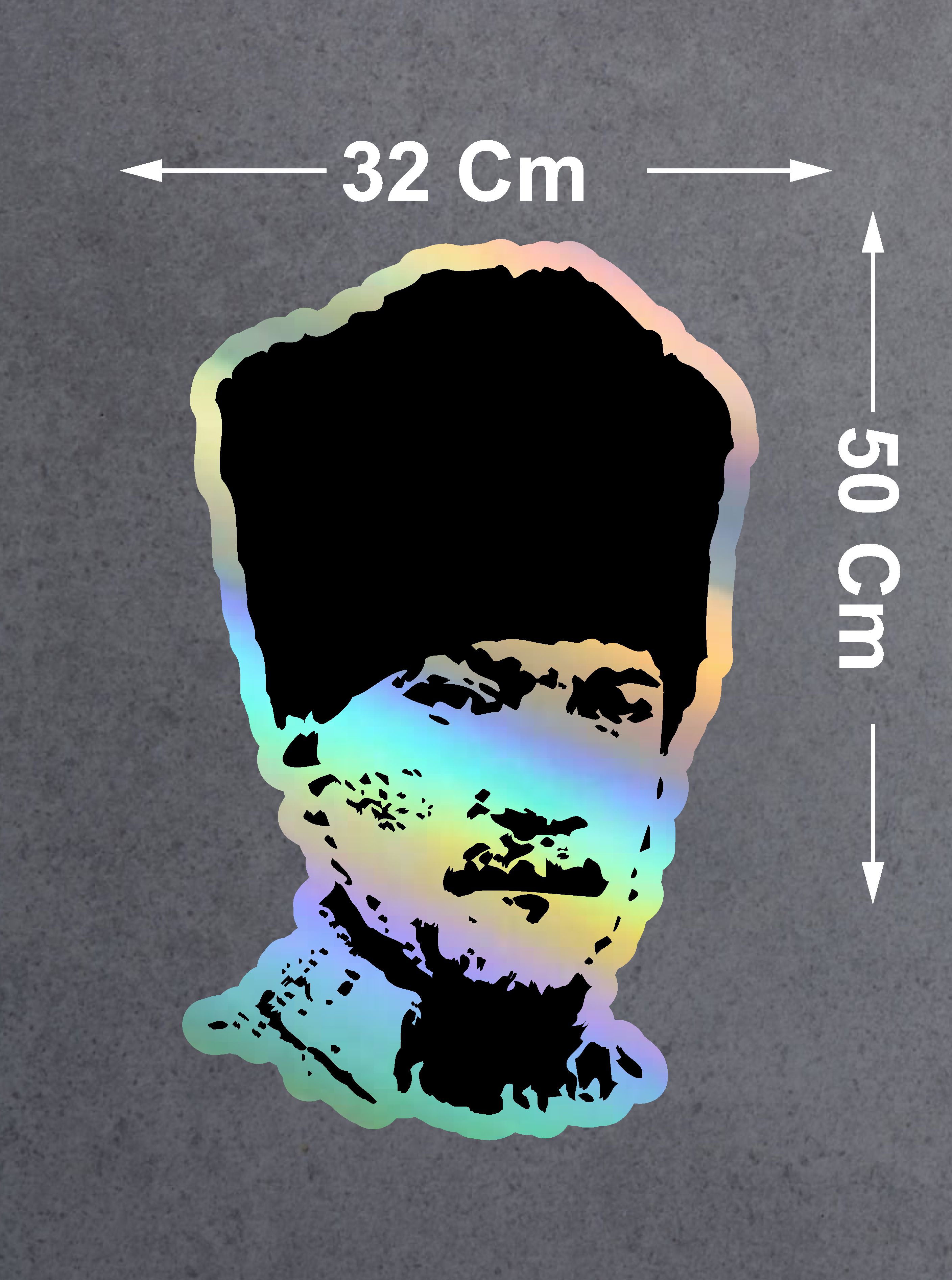 Hologramlı Janjanlı Atatürk Si̇lüet Sti̇cker - Araba Oto Motosi̇klet Karavan Sti̇cker 03006 8X5 Cm 