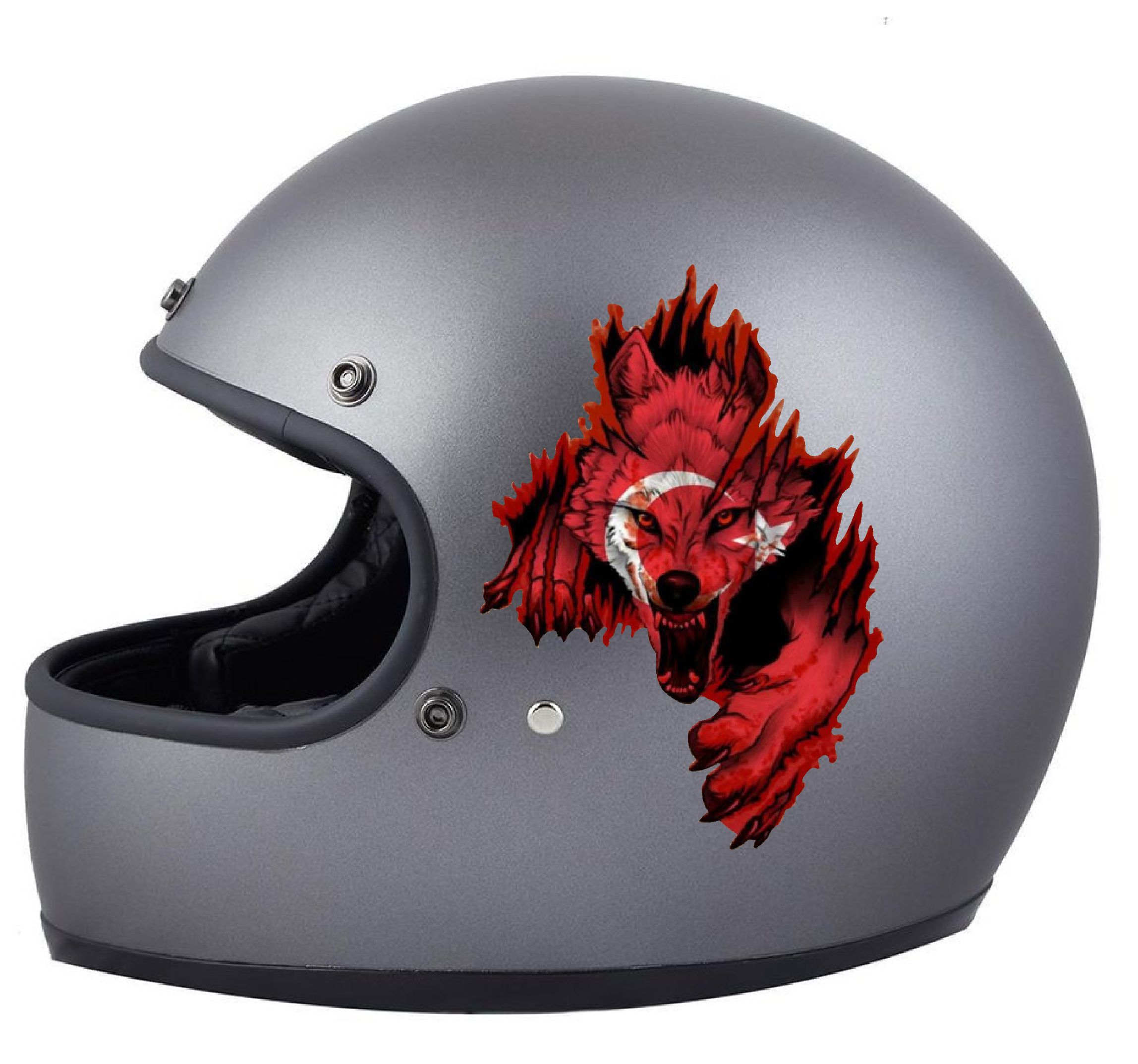 Ay Yıldız Ve Kurt - Bozkurt - Börü - Gökbörü -Araba Oto Motosi̇klet Karavan Sti̇cker 02512 10X7 Cm 