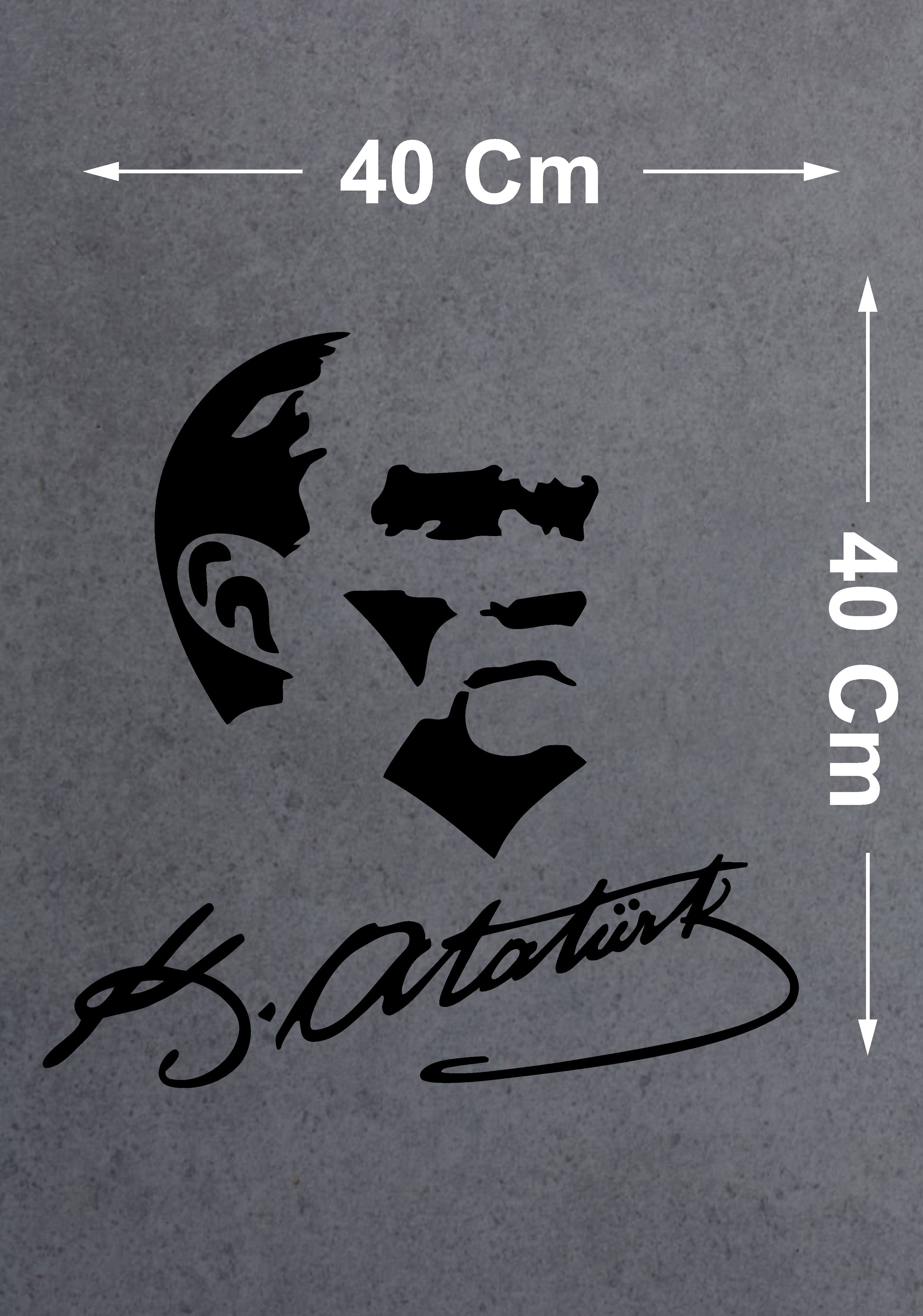Atatürk Si̇let Ve İmza Sti̇cker - Mustafa Kemal Atatürk Başbuğ Büyük Türk Sti̇cker -Araba Oto Motosi̇klet Karavan Cam Sti̇cker - 00319 12X12 Cm 
