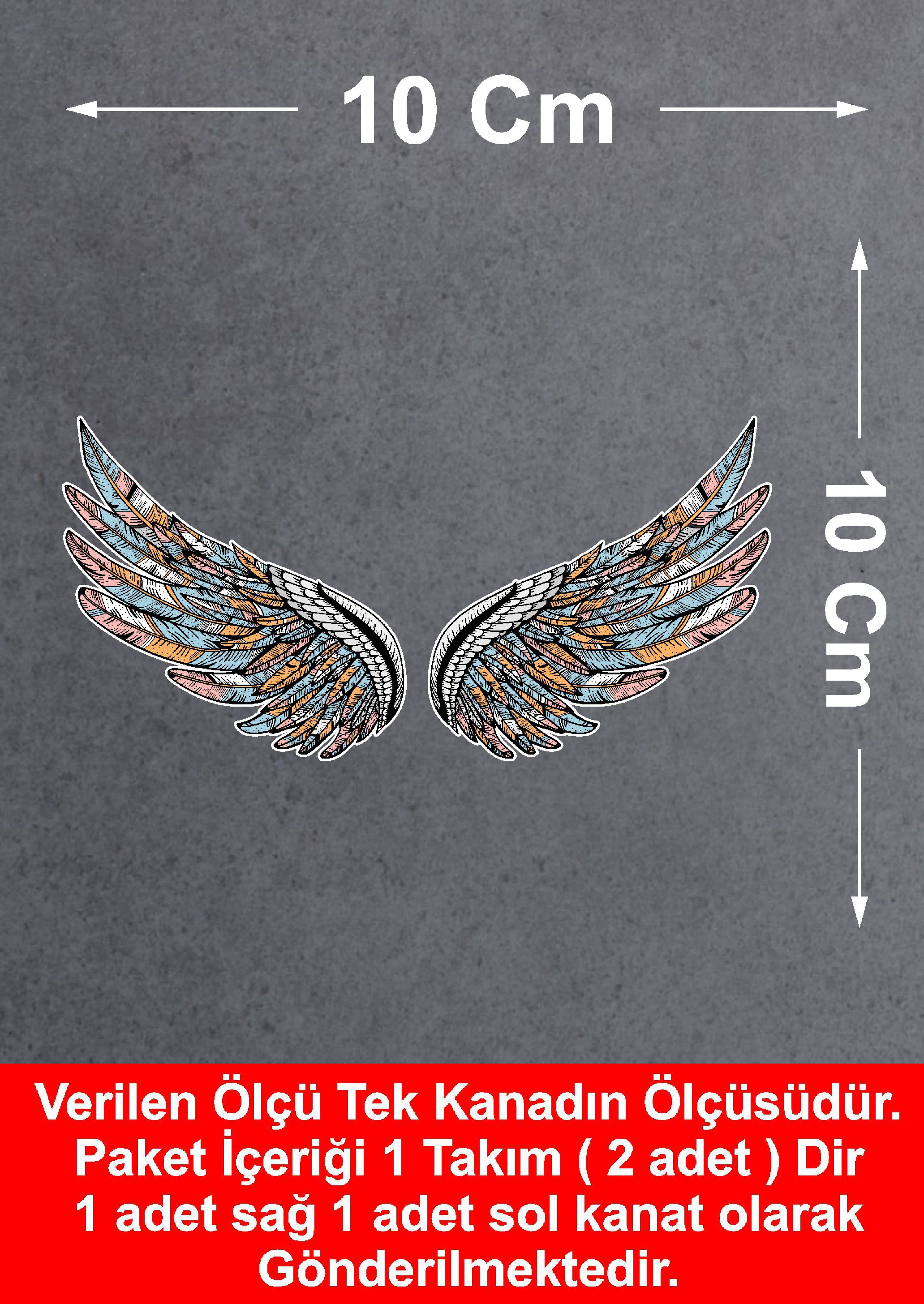 Kanat Melek Kanadı Sticker - Araba Oto Motosiklet Karavan Cam Sticker - 00140 10X10 Cm 