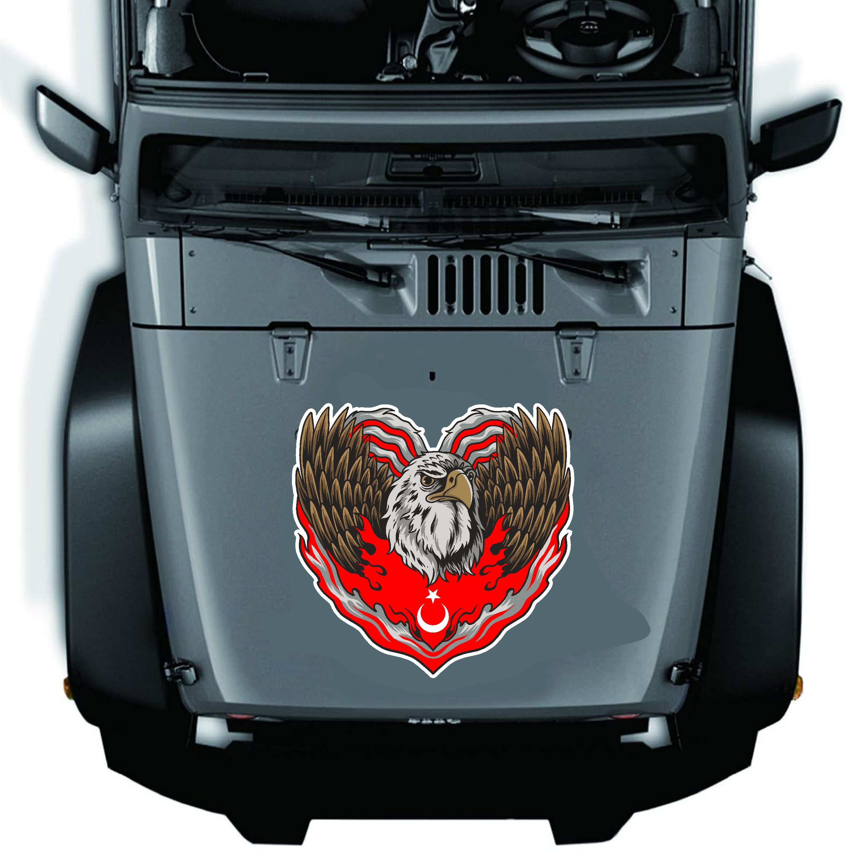 Kartal Ve Türk Bayrağı Sti̇cker - Araba Oto Motosi̇klet Karavan Cam Sti̇cker - 02121 10X9 Cm 