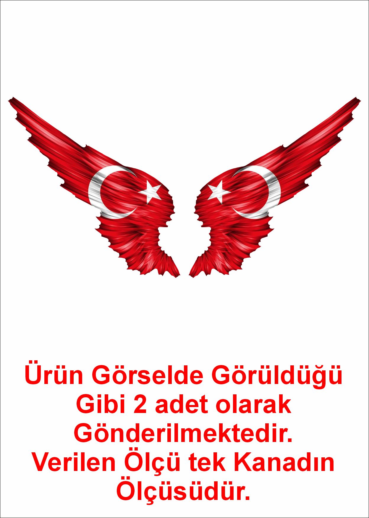 Kanatlı Türk Bayrağı - Ay Yıldız - Türk Sti̇cker -Araba - Oto - Motosi̇klet -Karavan Sti̇cker Eti̇ket 00002 50X50 Cm 