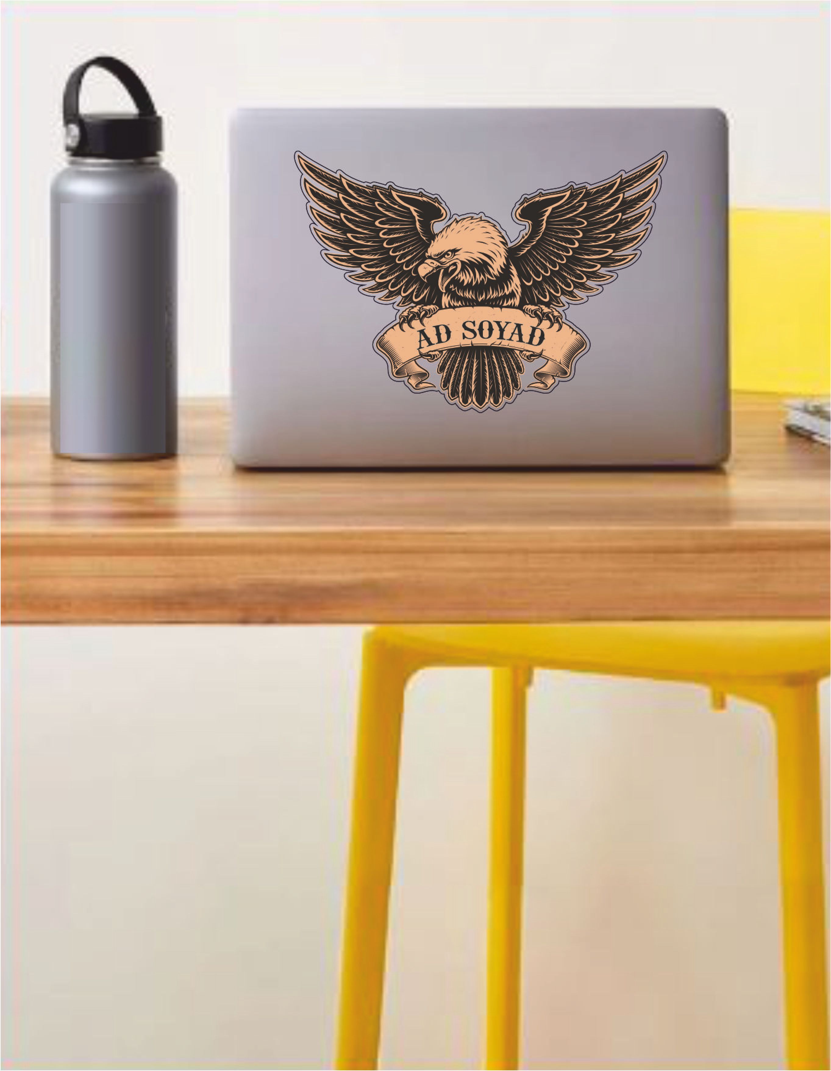 Ki̇şi̇ye Özel Ad Soyad Kartal Sti̇cker - Araba Oto Motosi̇klet Karavan Sti̇cker 00070 10X7 Cm 