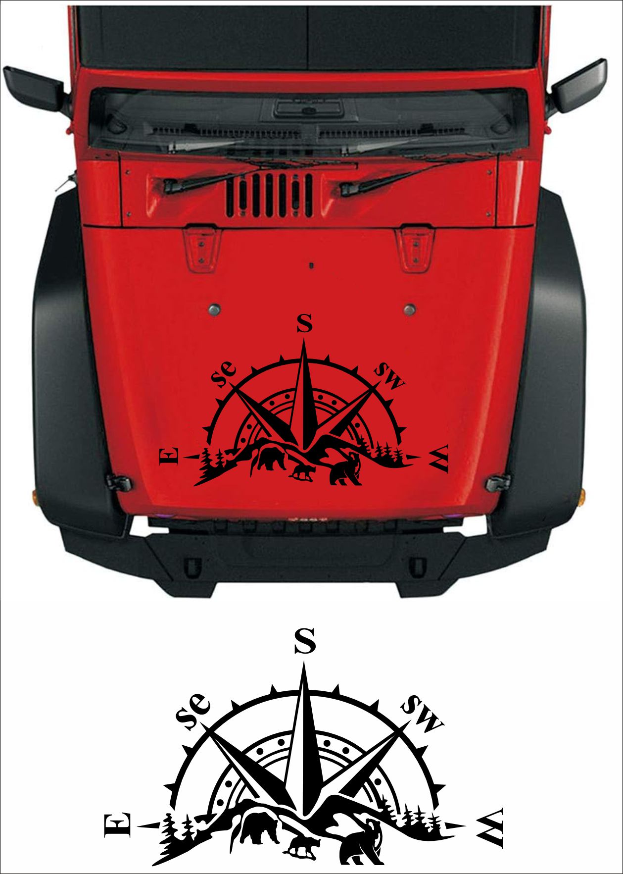 Pusula, Off Road 4X4, Kamp, Adventure Doğa Sti̇cker, Karavan Pi̇ckup Arazi̇ Suv Sti̇cker 02514 30X18 Cm 