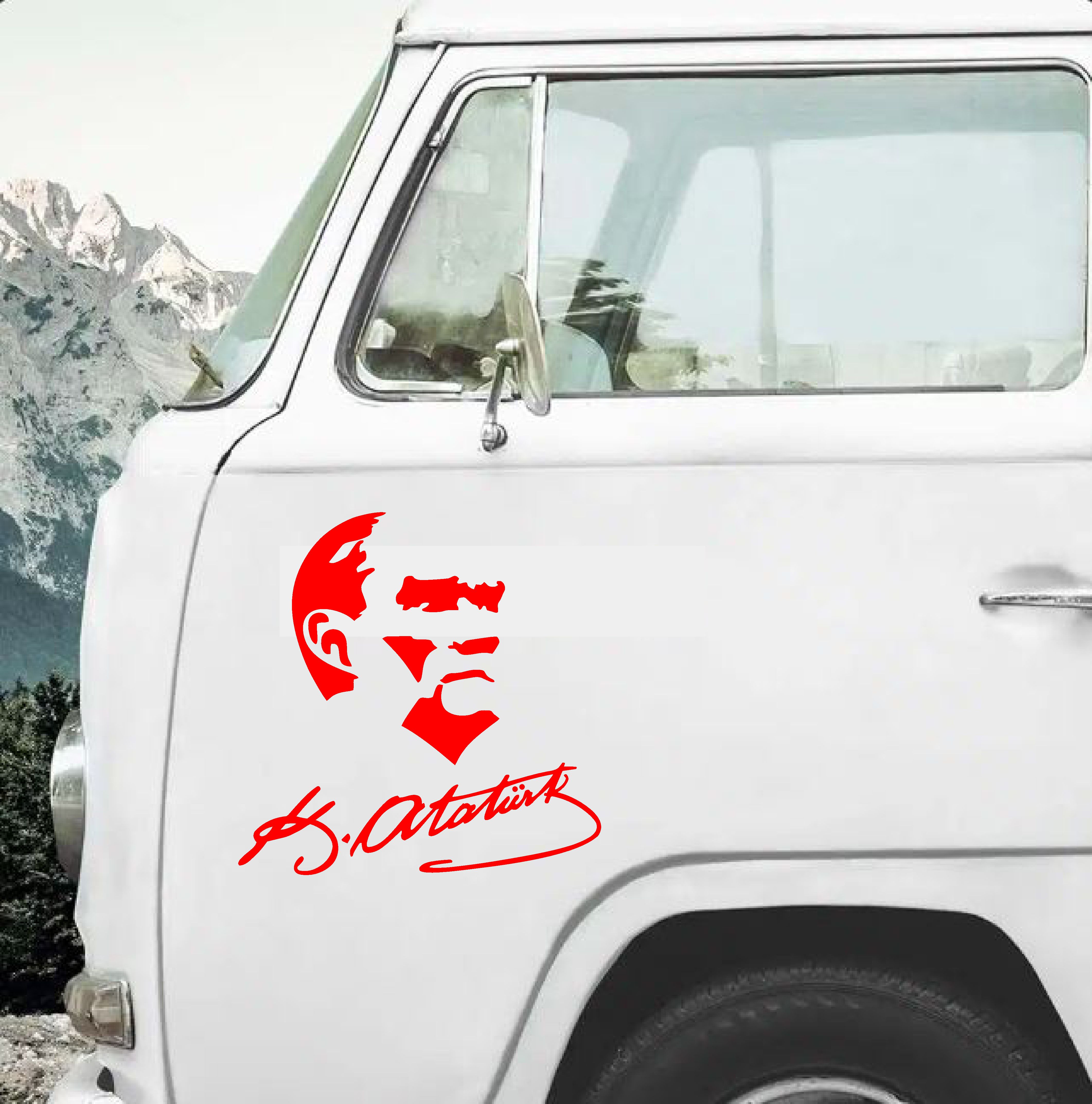 Atatürk Si̇let Ve İmza Sti̇cker - Mustafa Kemal Atatürk Başbuğ Büyük Türk Sti̇cker -Araba Oto Motosi̇klet Karavan Cam Sti̇cker - 00319 12X12 Cm 