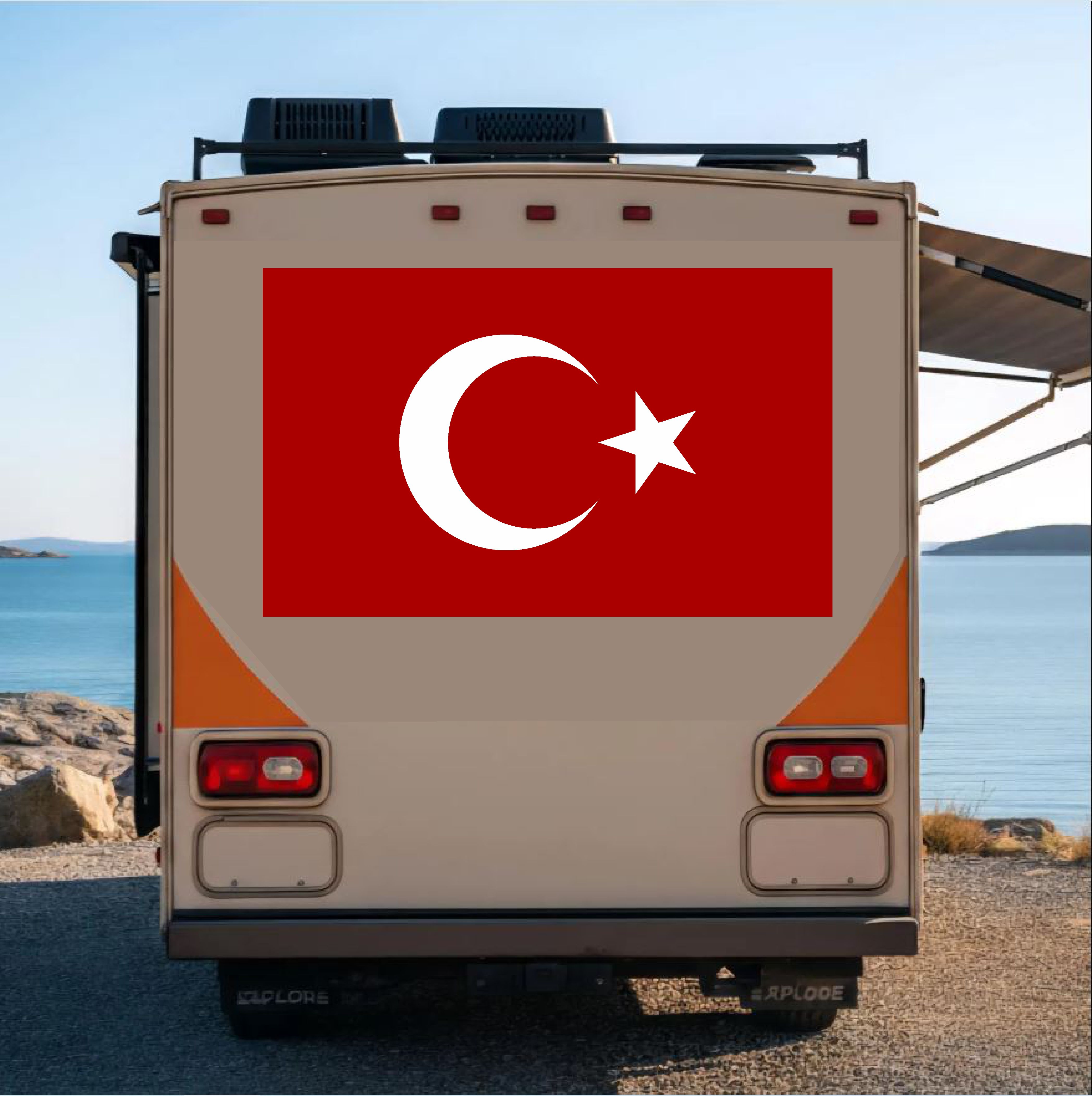 Türk Bayrağı Sticker - 2 Adet Araba Oto Motosiklet Karavan Cam Sticker - 00068 30X18 Cm 