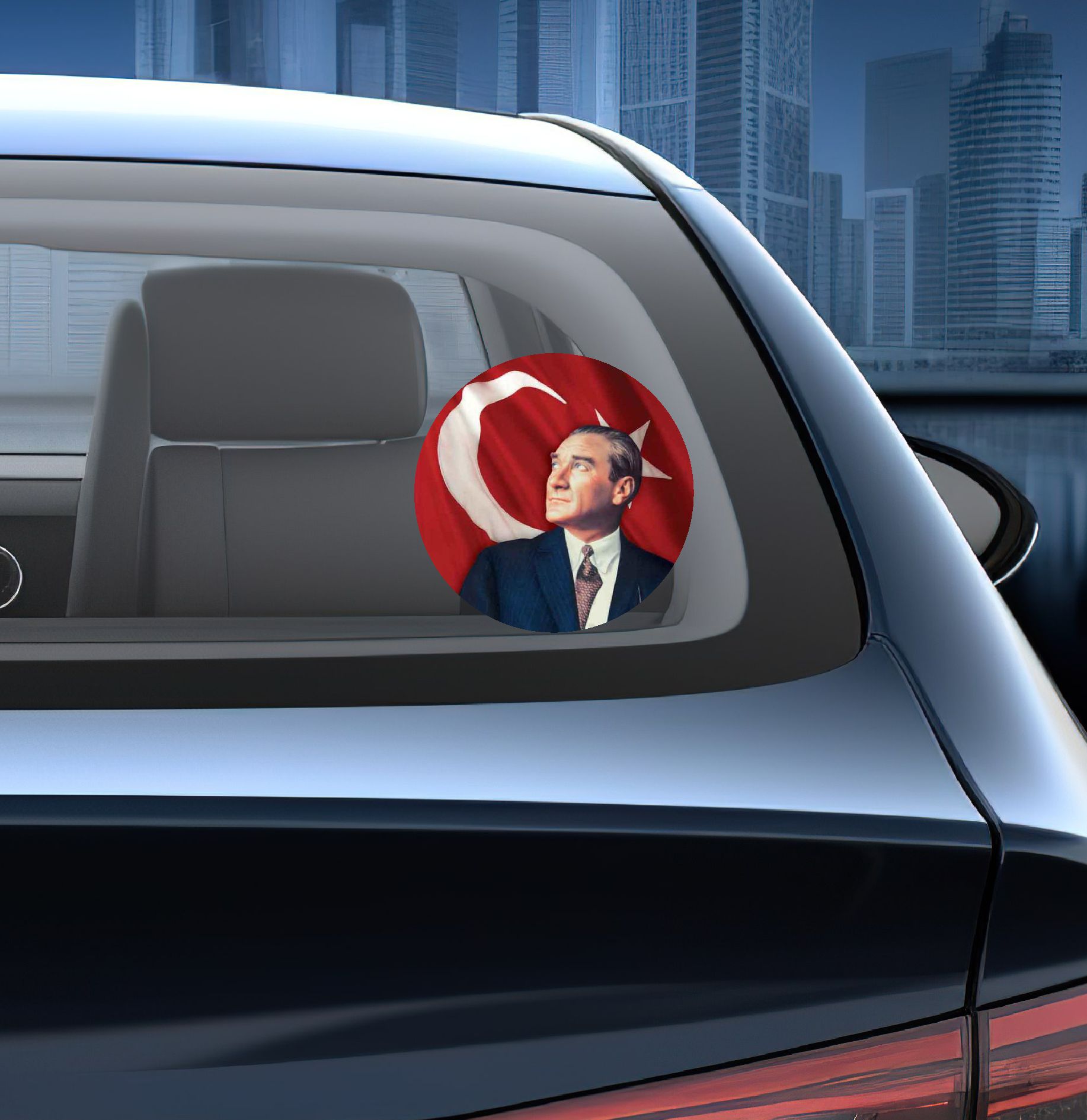 Atatürk Ve Türk Bayrağı Sti̇cker, Gazi̇ Mustafa Kemal Atatürk Sti̇cker, Araba Oto Motosi̇klet Karavan Sti̇cker 00629 10X10 Cm 