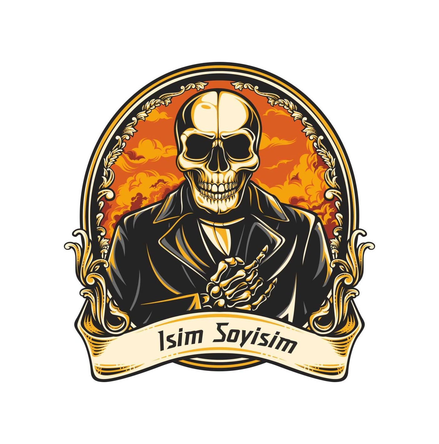 Ki̇şi̇ye Özel Kuru Kafa Kurukafa Isi̇mli̇k Sti̇cker 01033 12X11,5