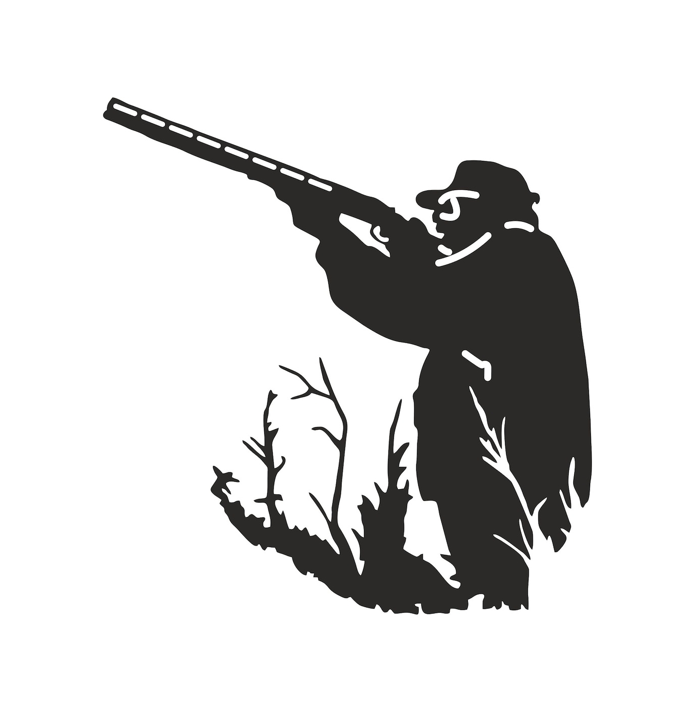 Avcı Si̇lüet Av Si̇lah Av Sporu Kuş Sti̇cker 01510 20X19-Beyaz