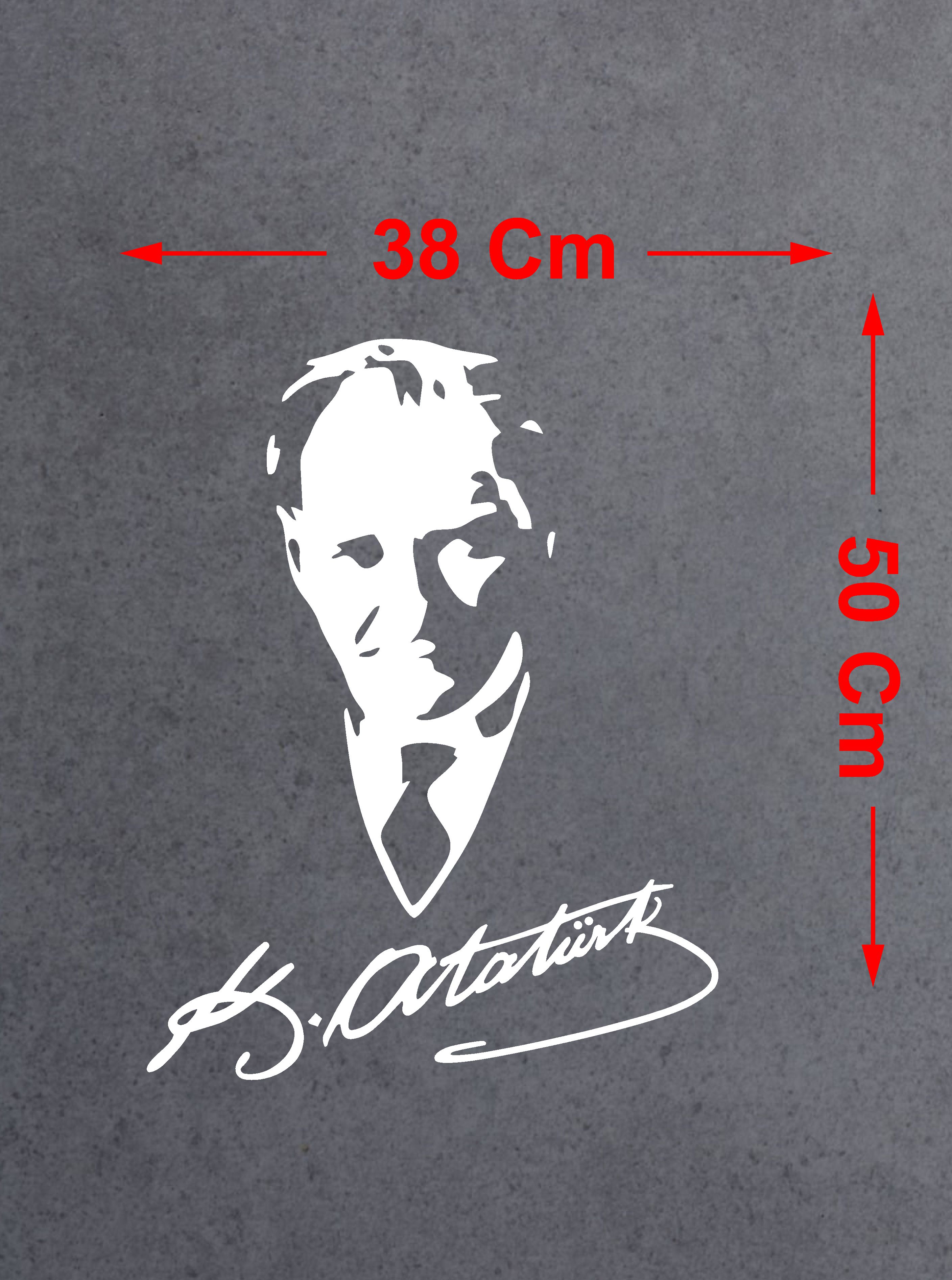 Atatürk İmza Ve Si̇lüet Sti̇cker - Gazi̇ Mustafa Kemal - Atatürk - Araba Oto Motosi̇klet Araç Karavan Sti̇cker 00565 15X11 Cm 