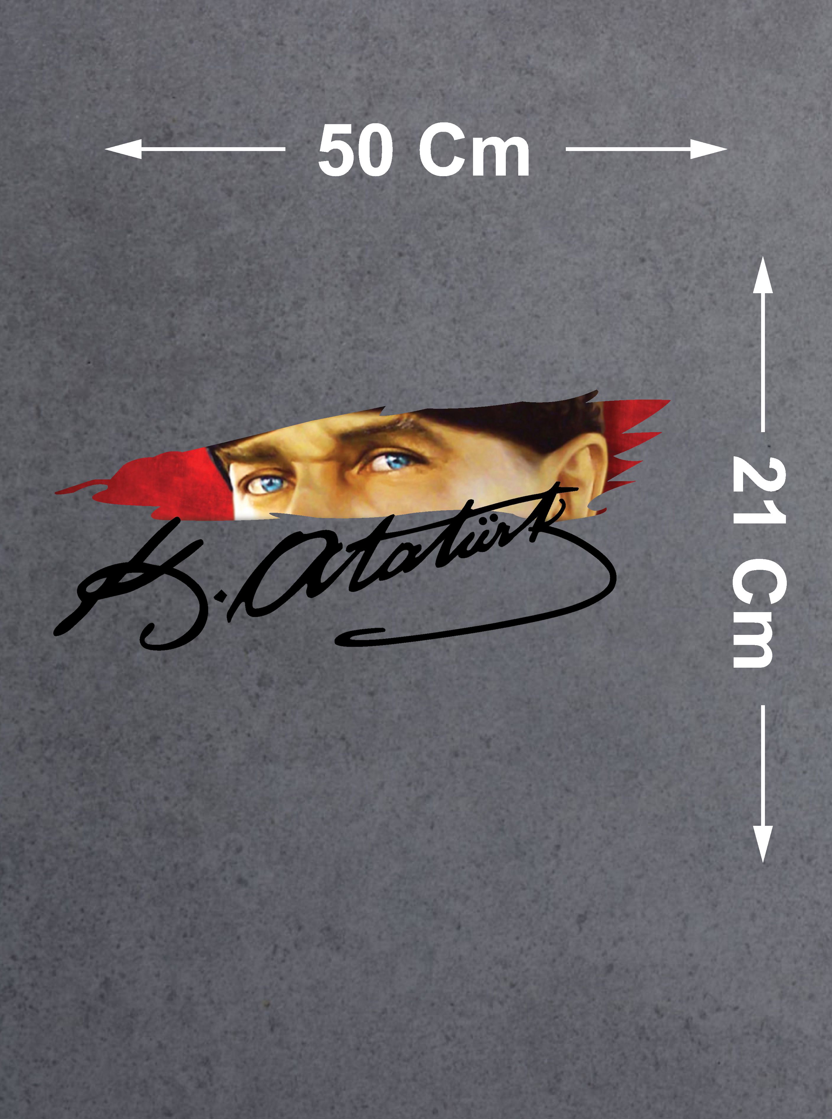 Atatürk Gözleri̇ Ve Atatürk İmza Sti̇cker - Araba Oto Motosi̇klet Karavan Cam Sti̇cker - 01575 15X6 Cm 