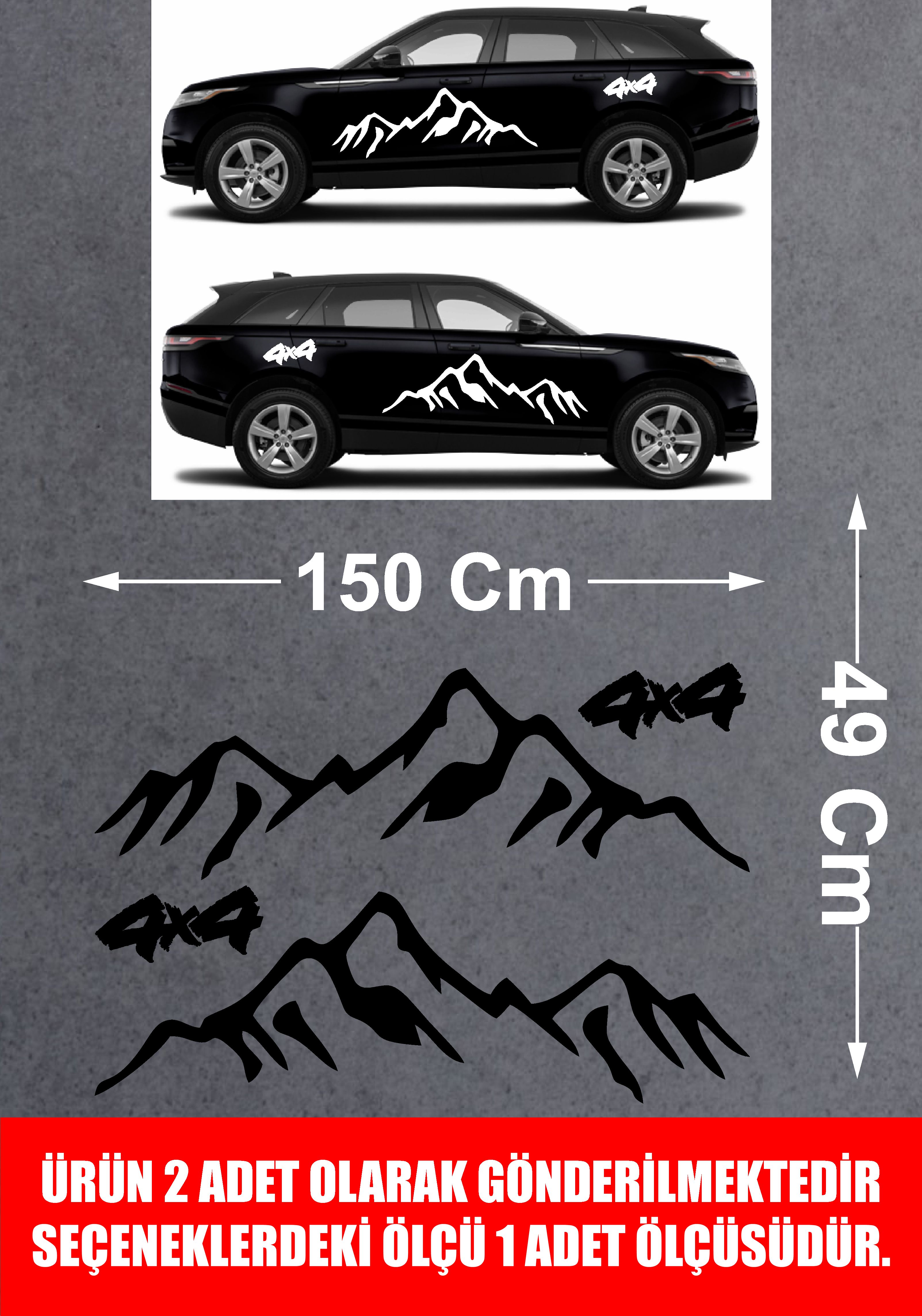 4X4 Ve Dağ Si̇lüet Sti̇cker - Araba Oto Pi̇ckup Cam Karavan Sti̇cker - 00123 30 Cm 