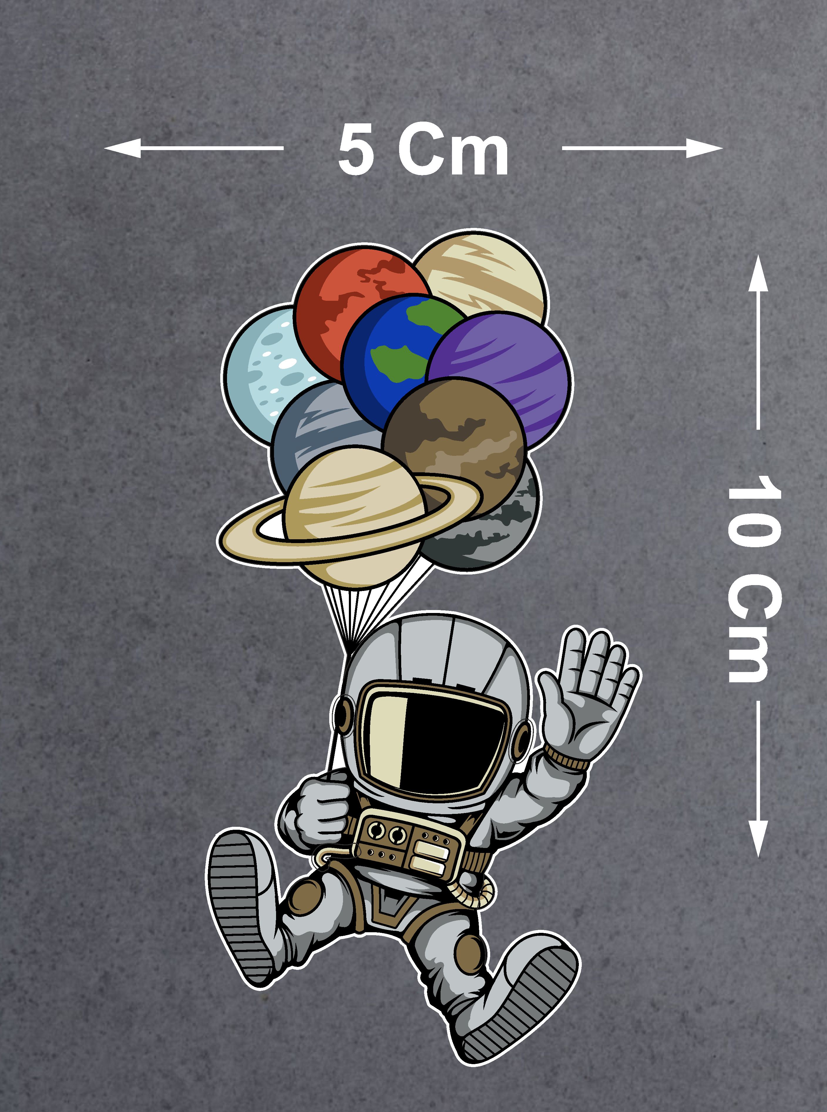 Astronot Uzay Sticker - Araba Oto Motosiklet Karavan Cam Sticker - 00089 10X5 Cm 
