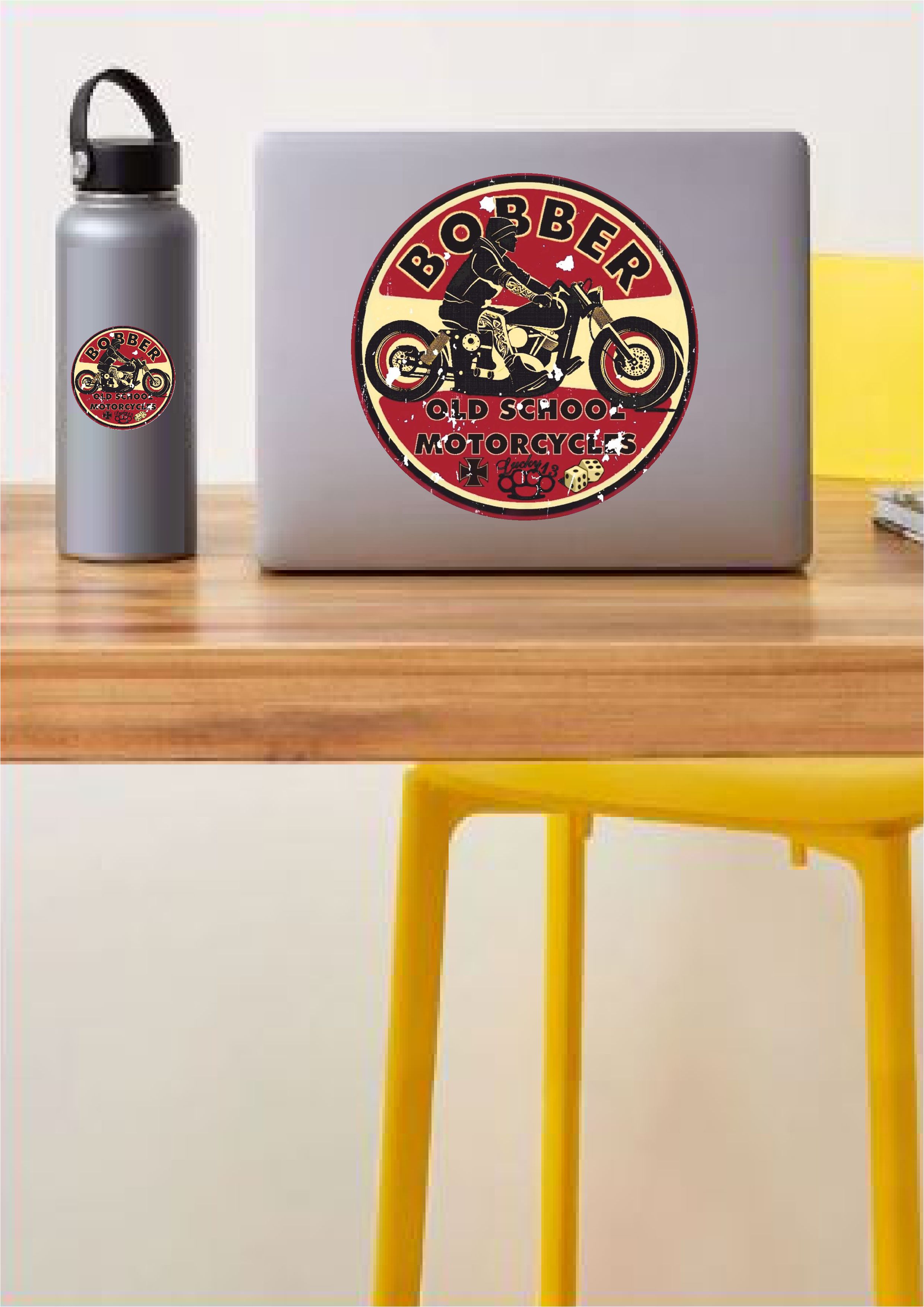 Vi̇ntage Motosi̇klet Sti̇cker - Old School - Araba Oto Motosi̇klet Araç Sti̇cker 02506 8X8 Cm 