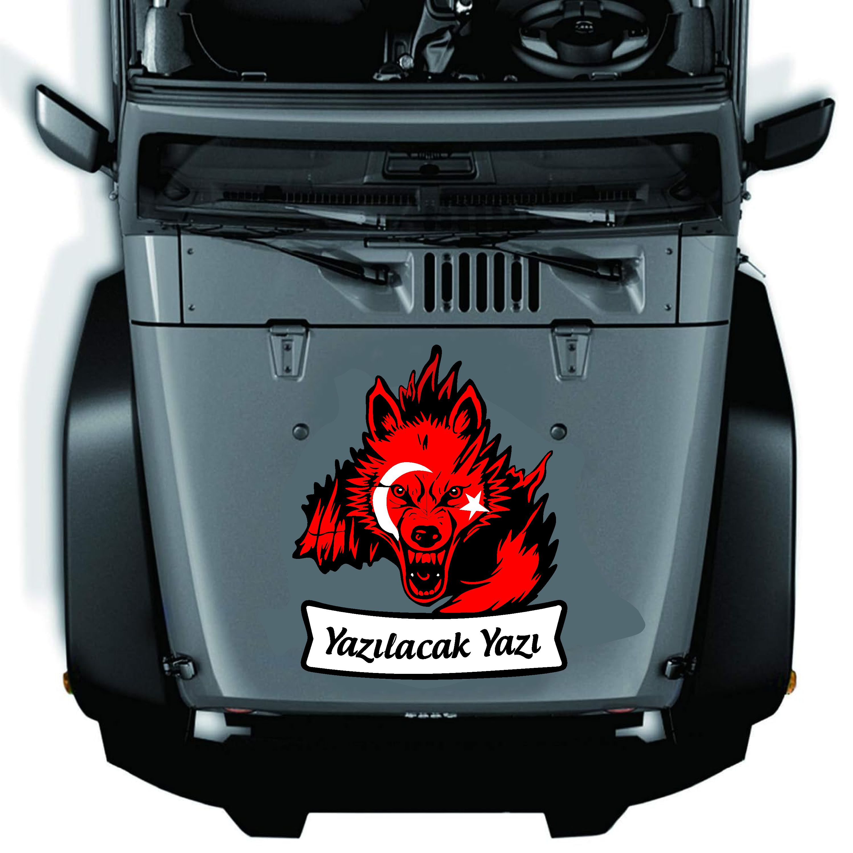 Ki̇şi̇ye Özel Ad Soyadlı Kurt Ve Ay Yıldız Börü Sti̇cker - Araba Oto Motosi̇klet Karavan Cam Sti̇cker - 00311 12X10 Cm 