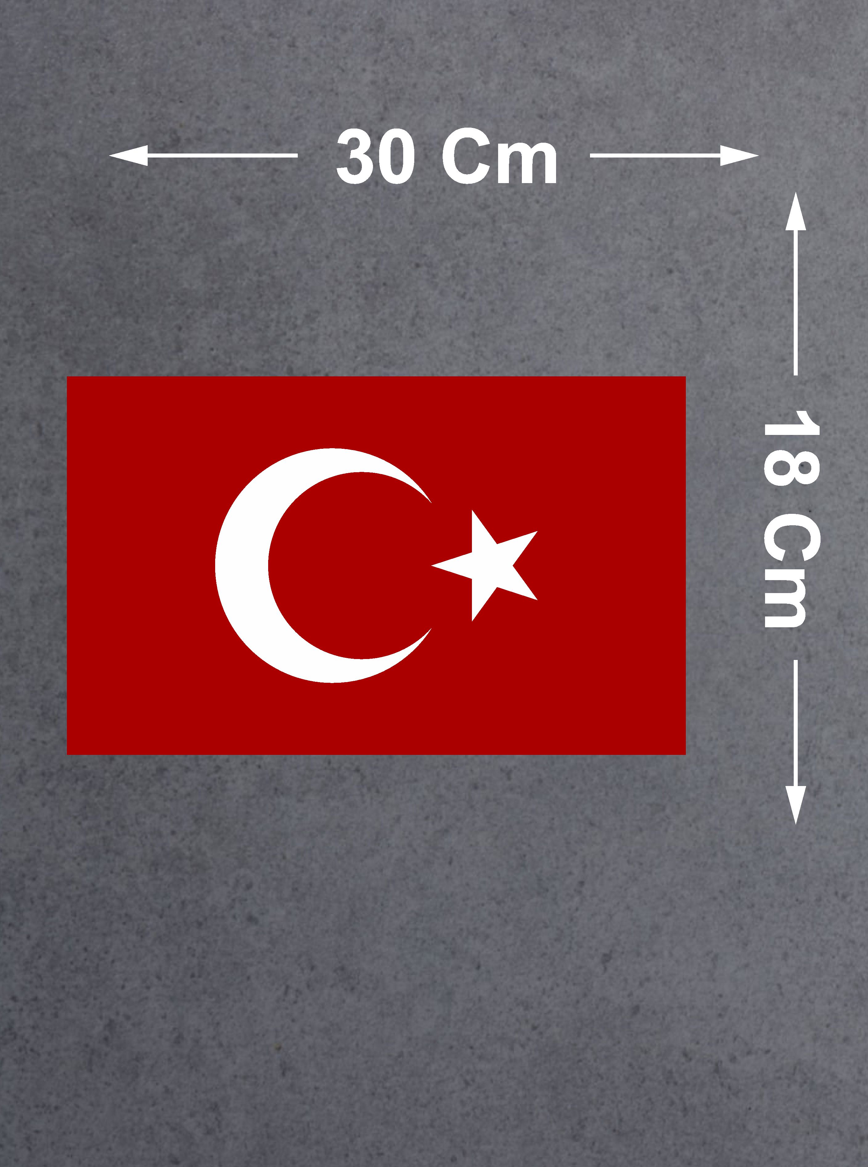 Türk Bayrağı Sticker - 2 Adet Araba Oto Motosiklet Karavan Cam Sticker - 00068 30X18 Cm 