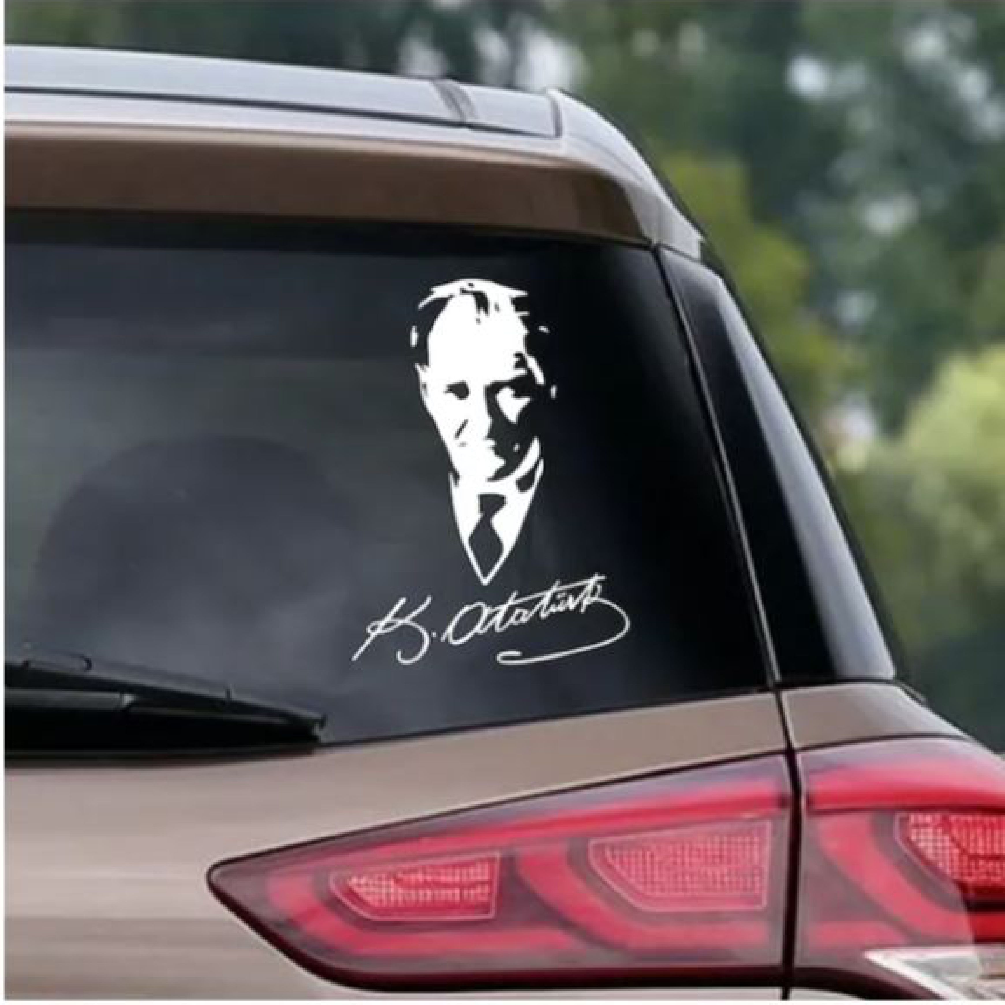 Atatürk İmza Ve Si̇lüet Sti̇cker - Gazi̇ Mustafa Kemal - Atatürk - Araba Oto Motosi̇klet Araç Karavan Sti̇cker 00565 15X11 Cm 