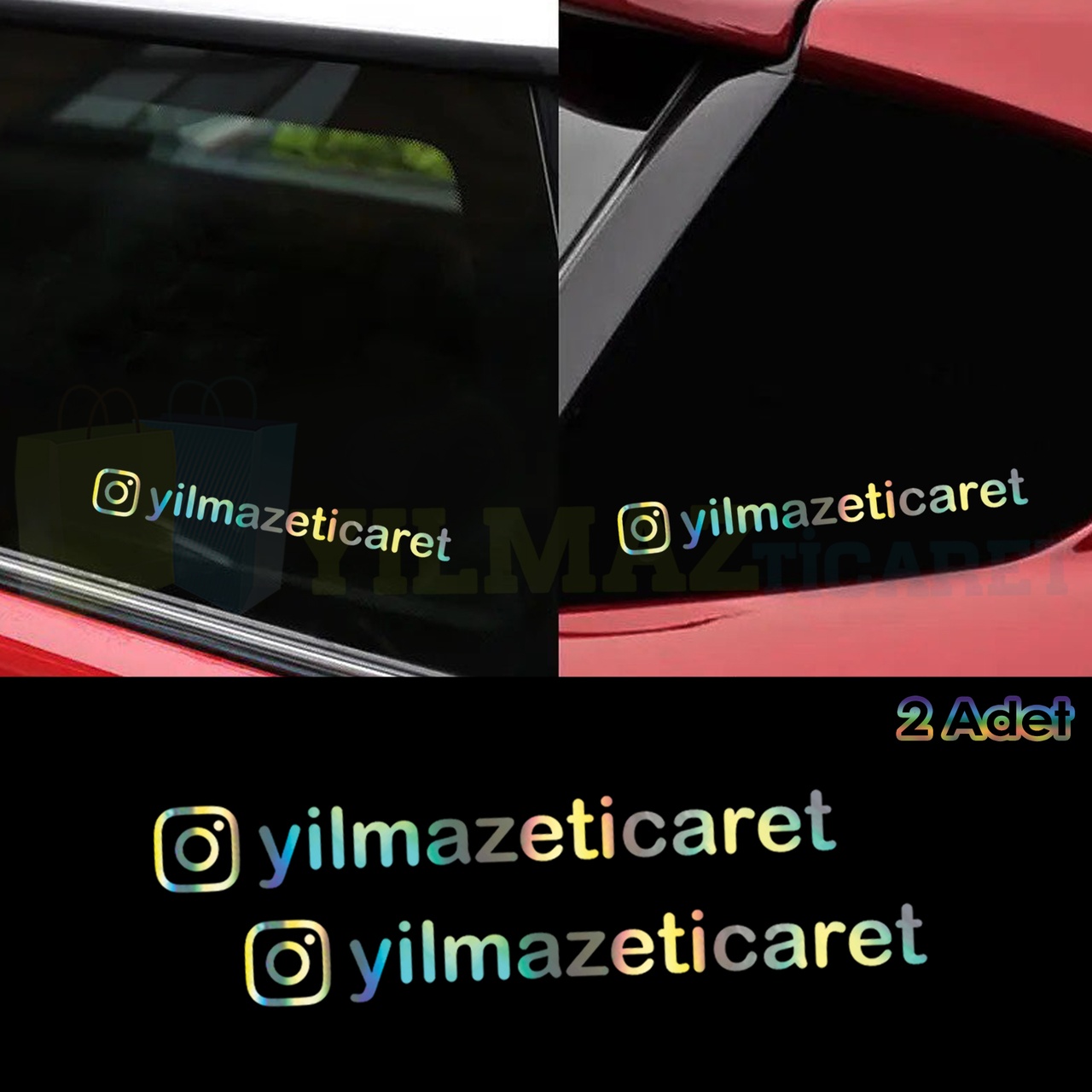 Ki̇şi̇ye Özel İnstagram Hologram Motosi̇klet Oto Sti̇cker Eti̇ket 2 Ad