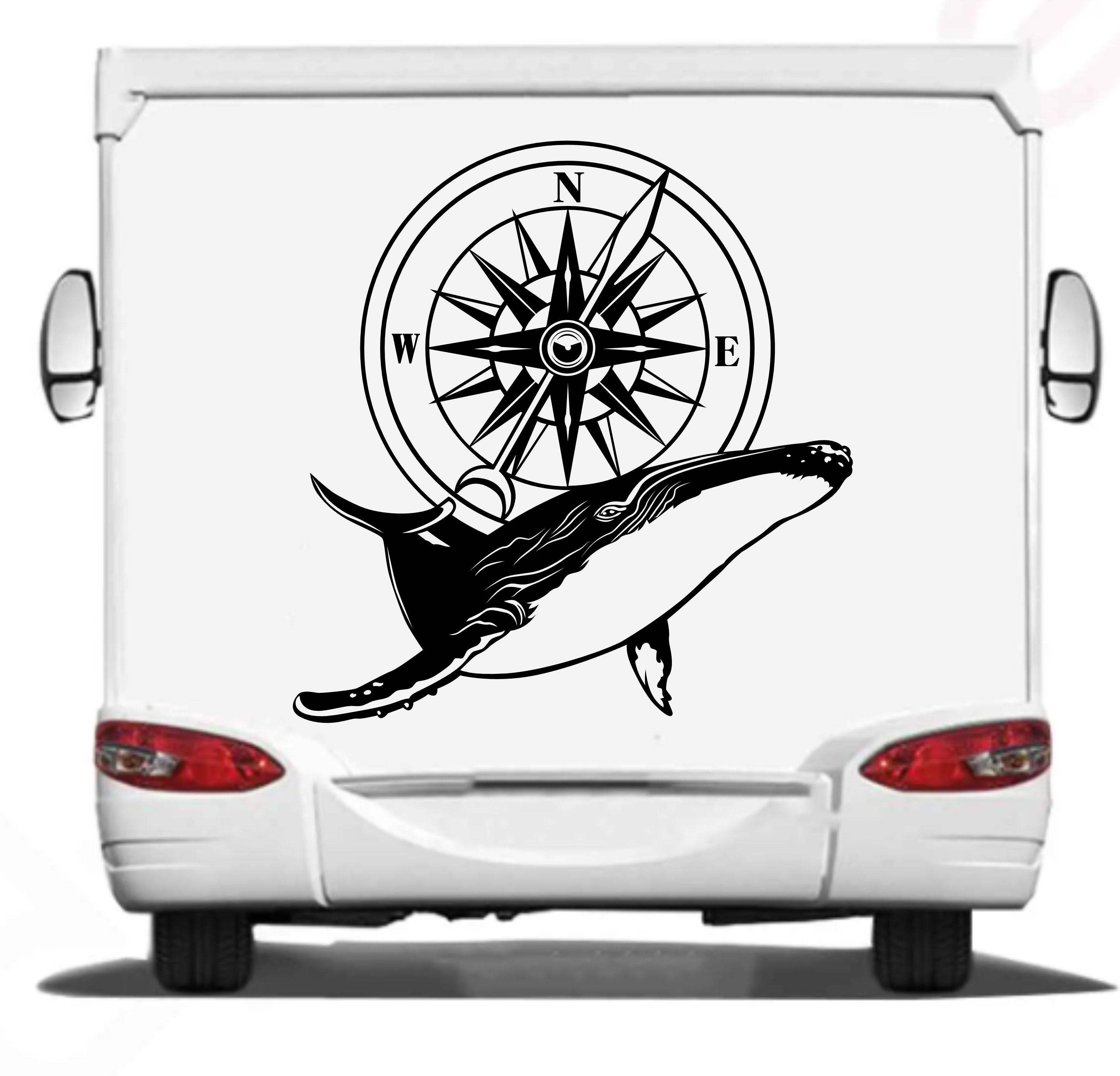 Bali̇na Ve Pusula Sti̇cker - Araba Oto Motosi̇klet Karavan Cam Sti̇cker - 00082 30 Cm 