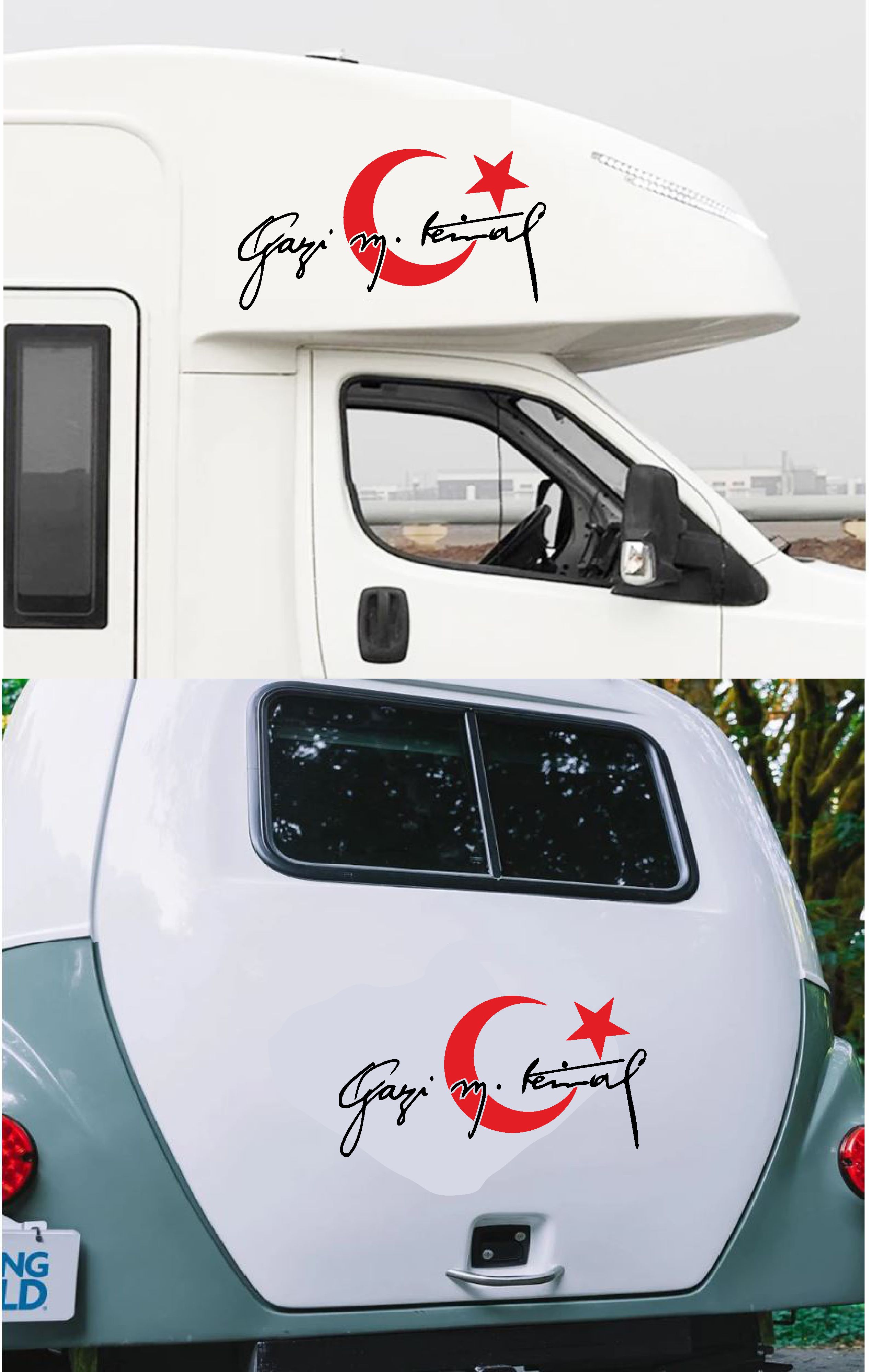 Türk Bayrağı Atatürk Mustafa Kemal Gazi̇ Mustafa Kemal Atatürk İmza Araba Oto Motosi̇klet Karavan Sti̇cker 00006 50X26 Cm 