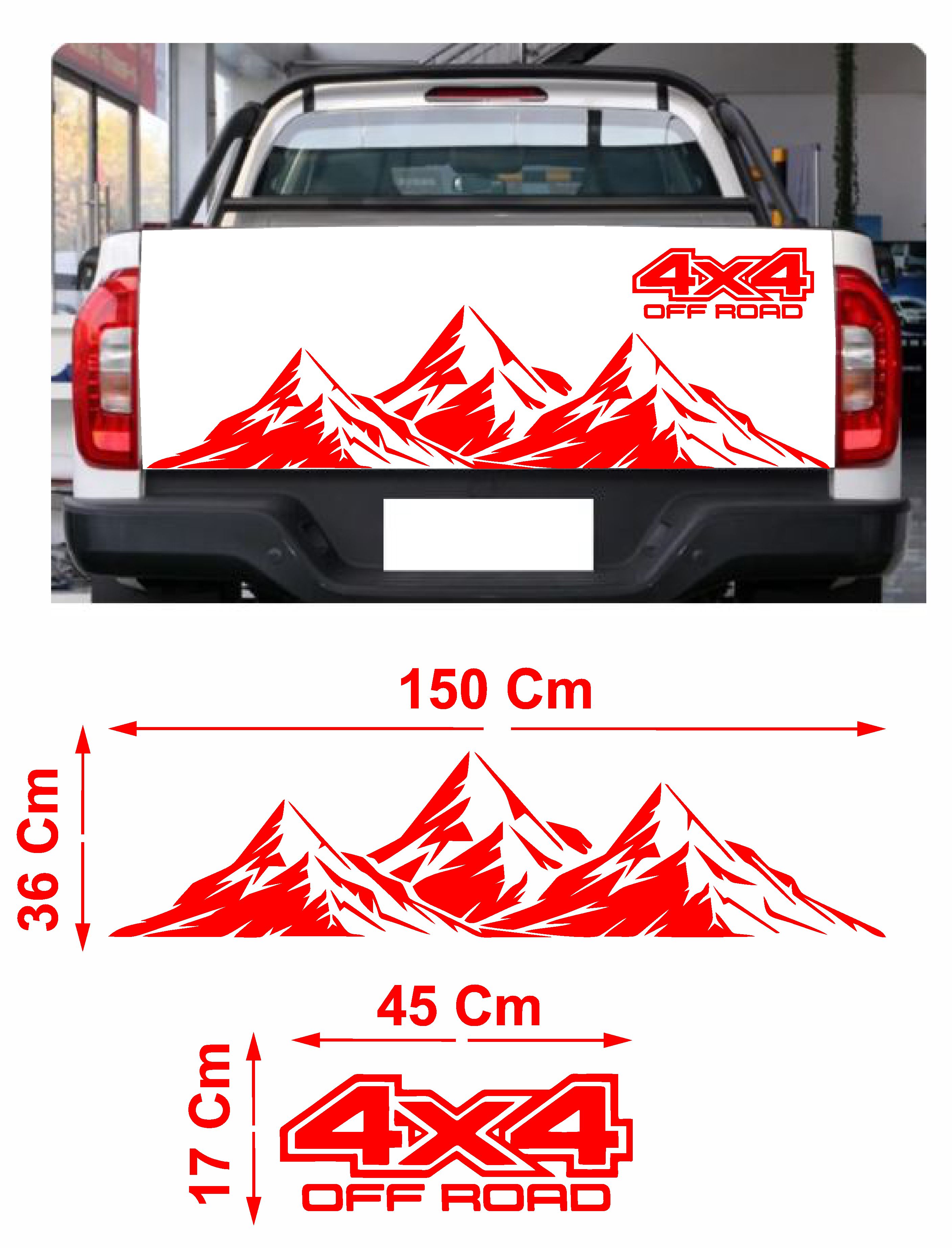 4X4 Ve Dağ Sti̇cker - Off Road 4X4 Dağ Araba Oto Kamyonet Araba Cam Arka Bagaj Oto Sti̇cker - 00124 150X36Cm 45X17Cm 