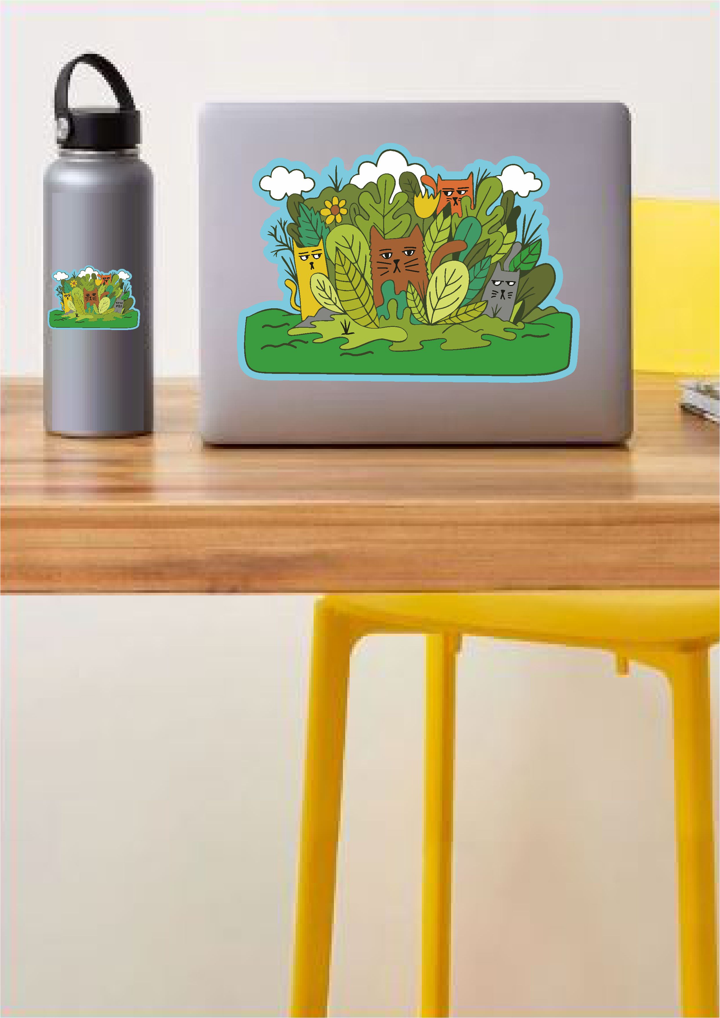 Kedi̇ Ai̇le Kedi̇gi̇ller Sti̇cker Araba Oto Motosi̇klet Karavan 02504 12X8 Cm 