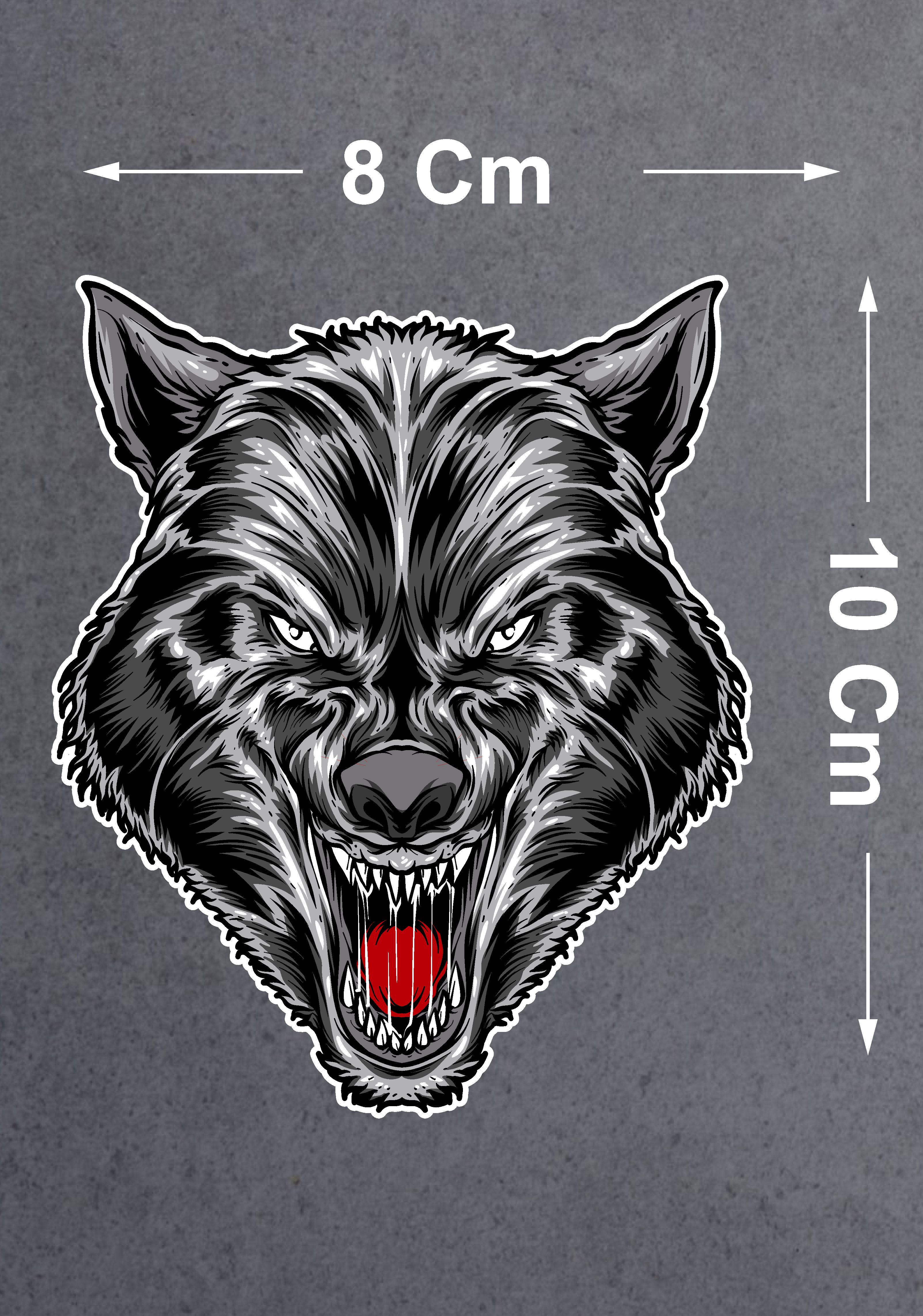 Siyah Kurt Wolf Sticker - Araba Oto Motosiklet Karavan Cam Sticker - 00264 10X8 Cm 