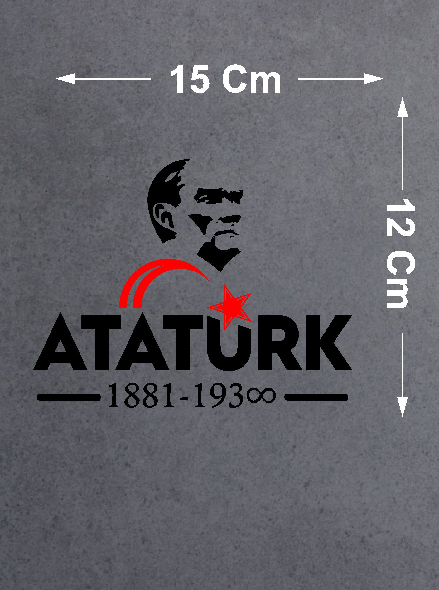Atatürk Ve Ay Yıldız Sticker - Atatürk Yazısı Araba Oto Motosiklet Karavan Sticker - 00621 15X12 Cm 