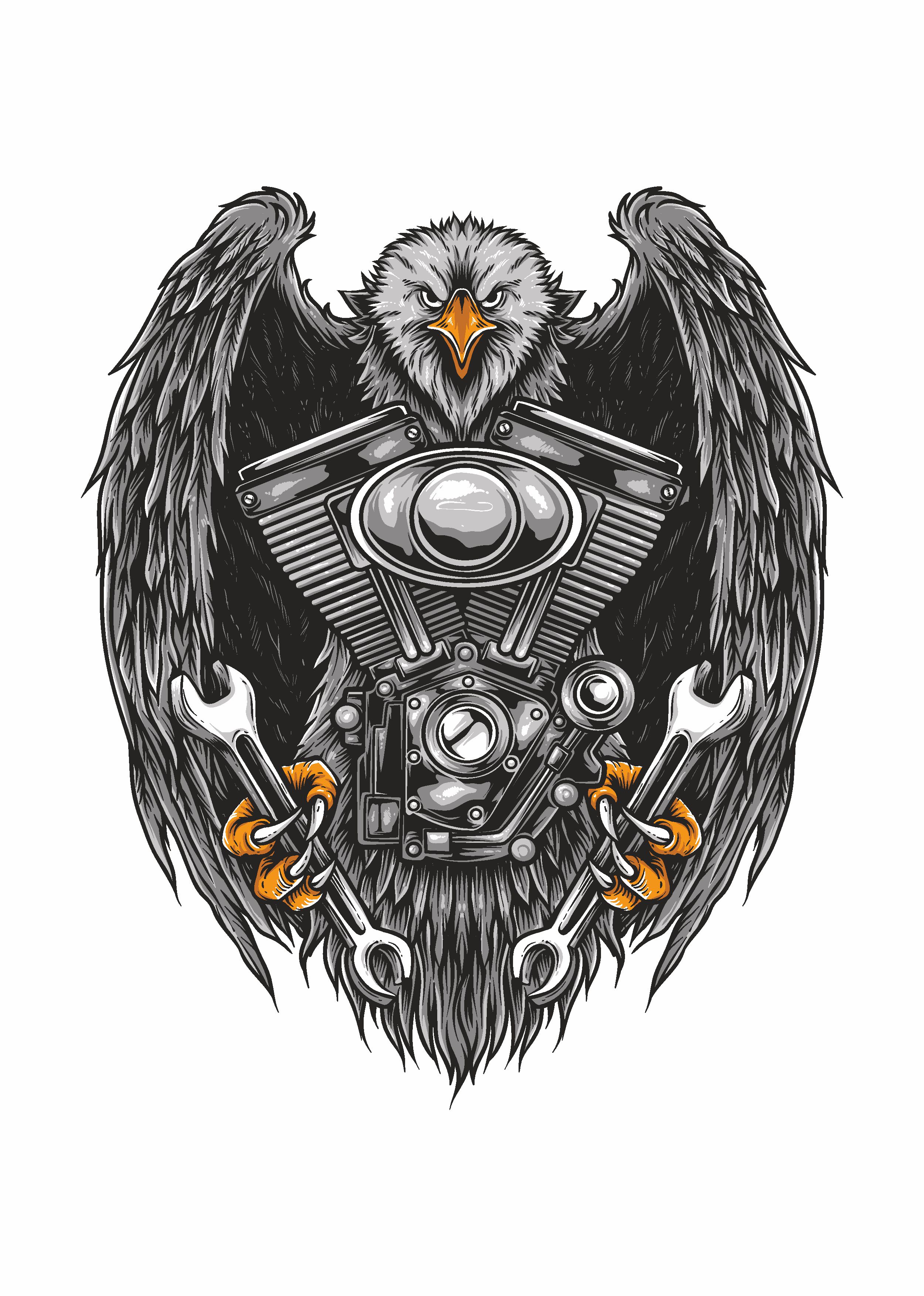 Kartal - V Motor - Karakartal Sti̇cker Araba Oto Motosi̇klet Karavan Sti̇cker 00249 10X8 Cm 