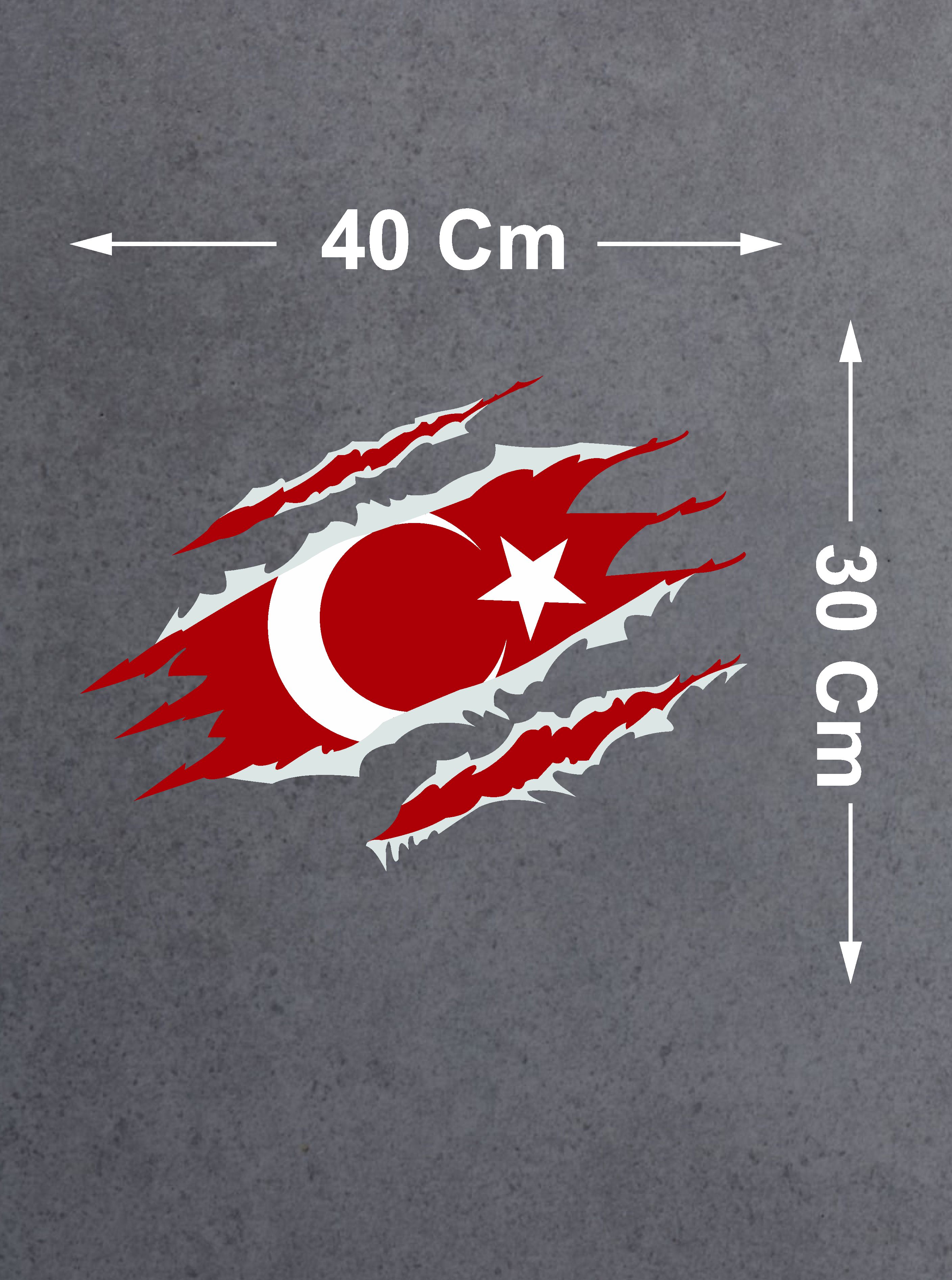 Yırtıklı Paçalı Türk Bayrağı Sti̇cker Araba Oto Motosi̇klet Karavan Sti̇cker 00034 50X37 Cm 