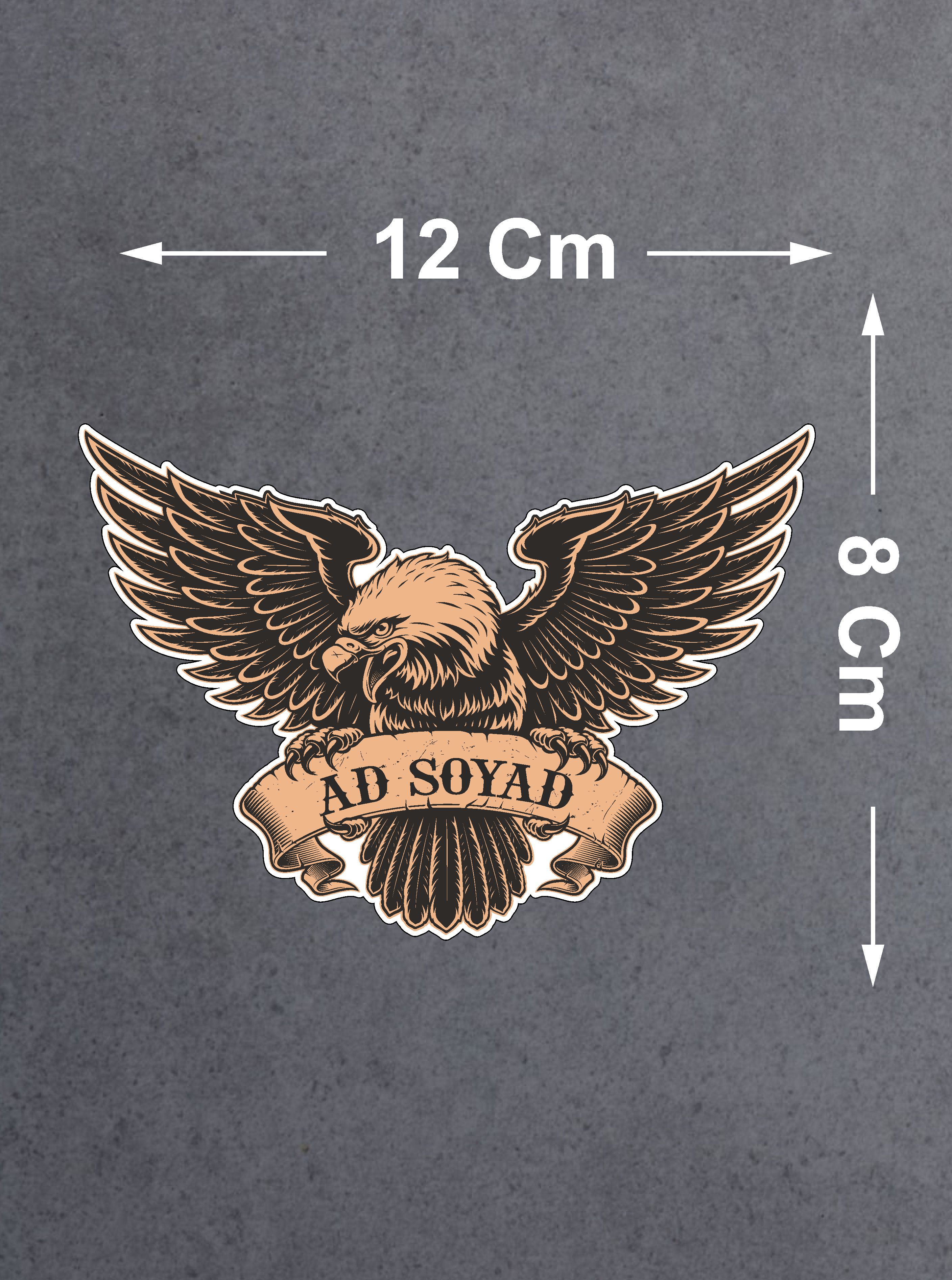 Ki̇şi̇ye Özel Ad Soyad Kartal Sti̇cker - Araba Oto Motosi̇klet Karavan Sti̇cker 00070 10X7 Cm 