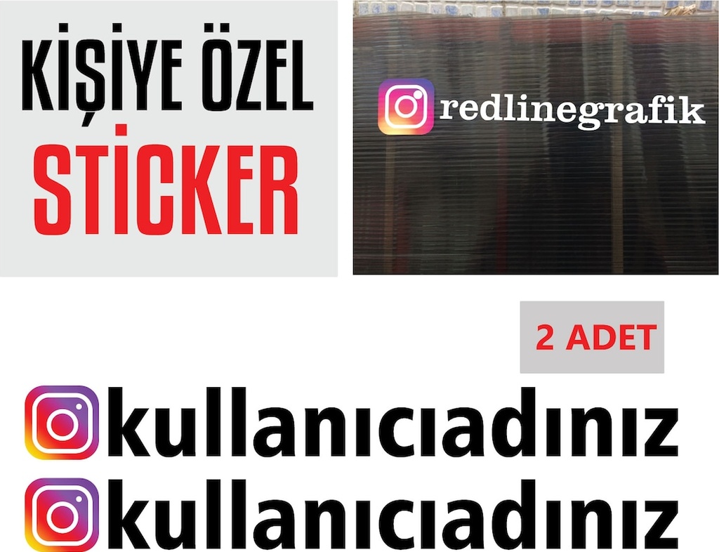 Ki̇şi̇ye Özel Instagram Sti̇cker 25 Cm-Si̇yah