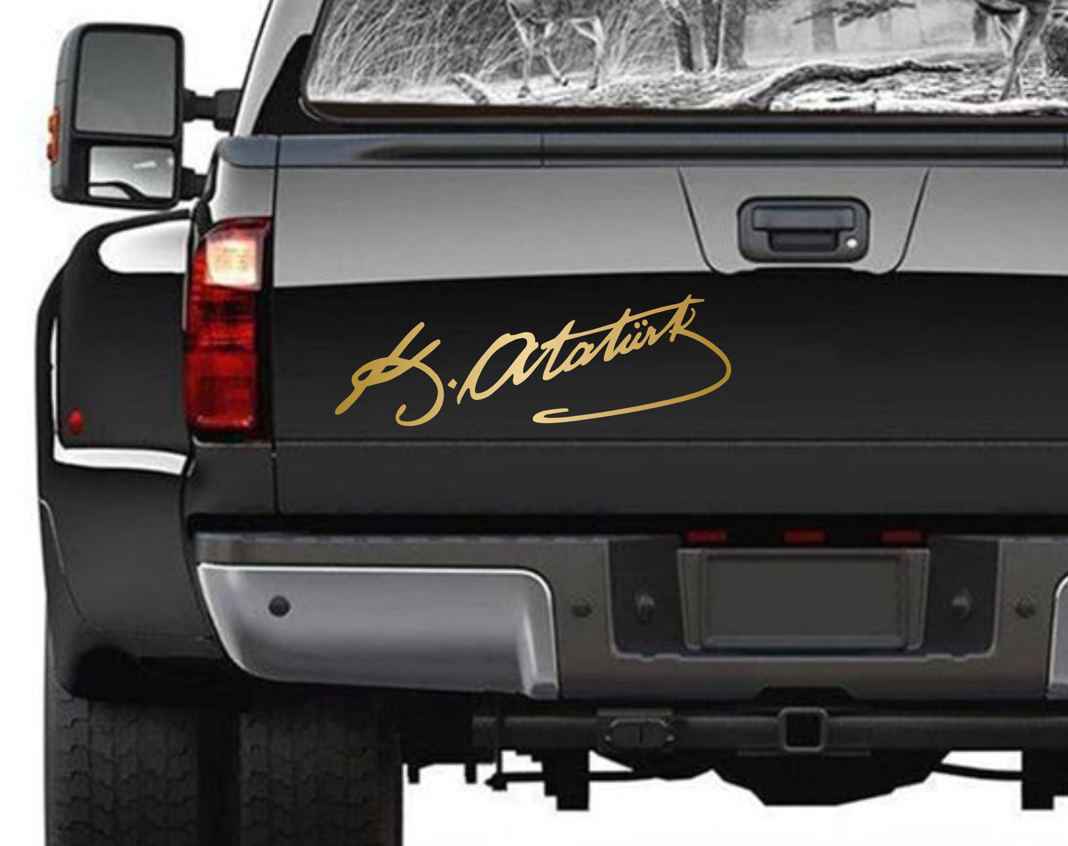 Atatürk Imza Sti̇cker - 2 Adet Mustafa Kemal Atatürk Imza Araba Oto Motosi̇klet Karavan Sti̇cker 00016 50X15 Cm 