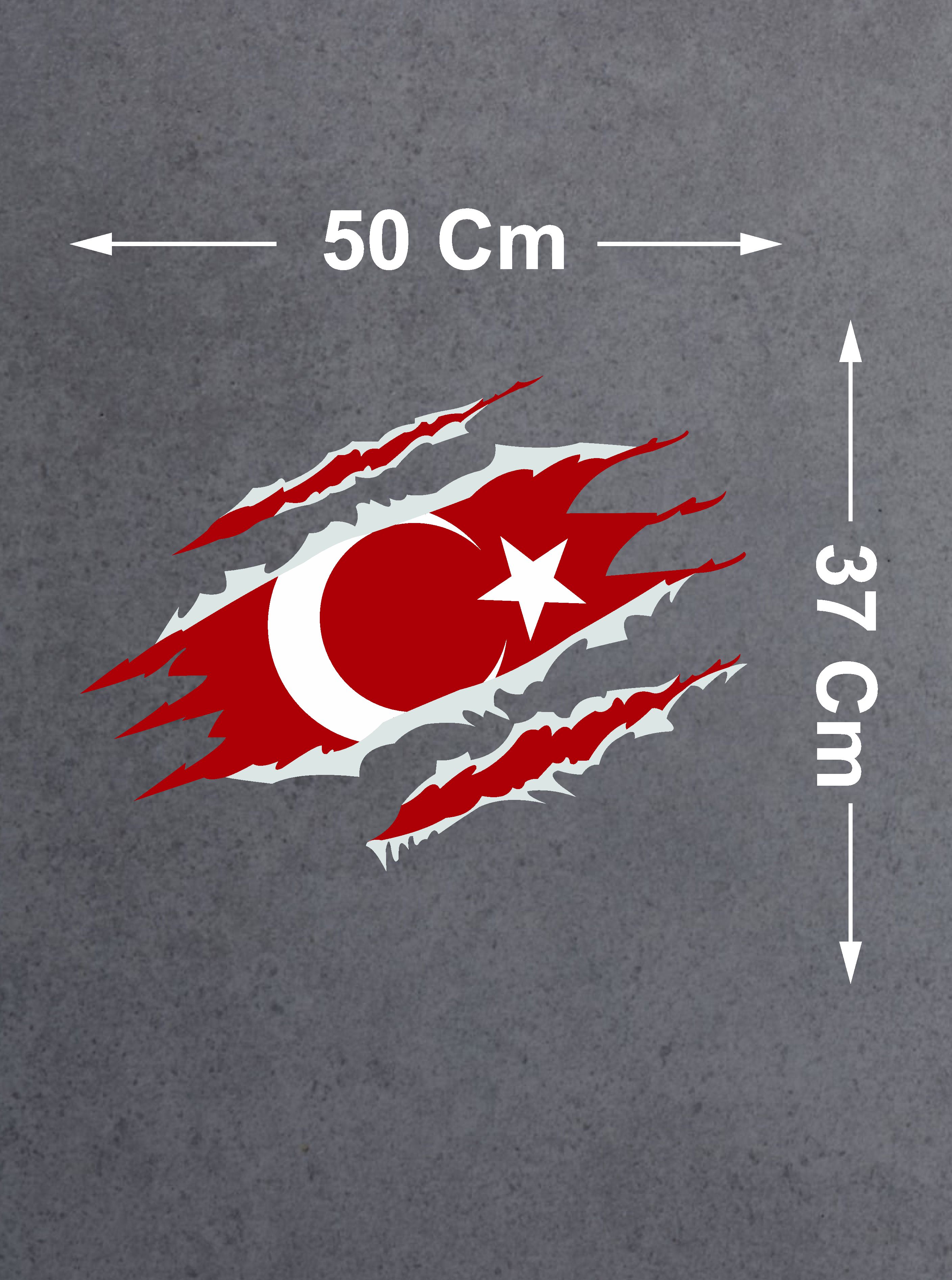 Yırtıklı Paçalı Türk Bayrağı Sti̇cker Araba Oto Motosi̇klet Karavan Sti̇cker 00034 50X37 Cm 